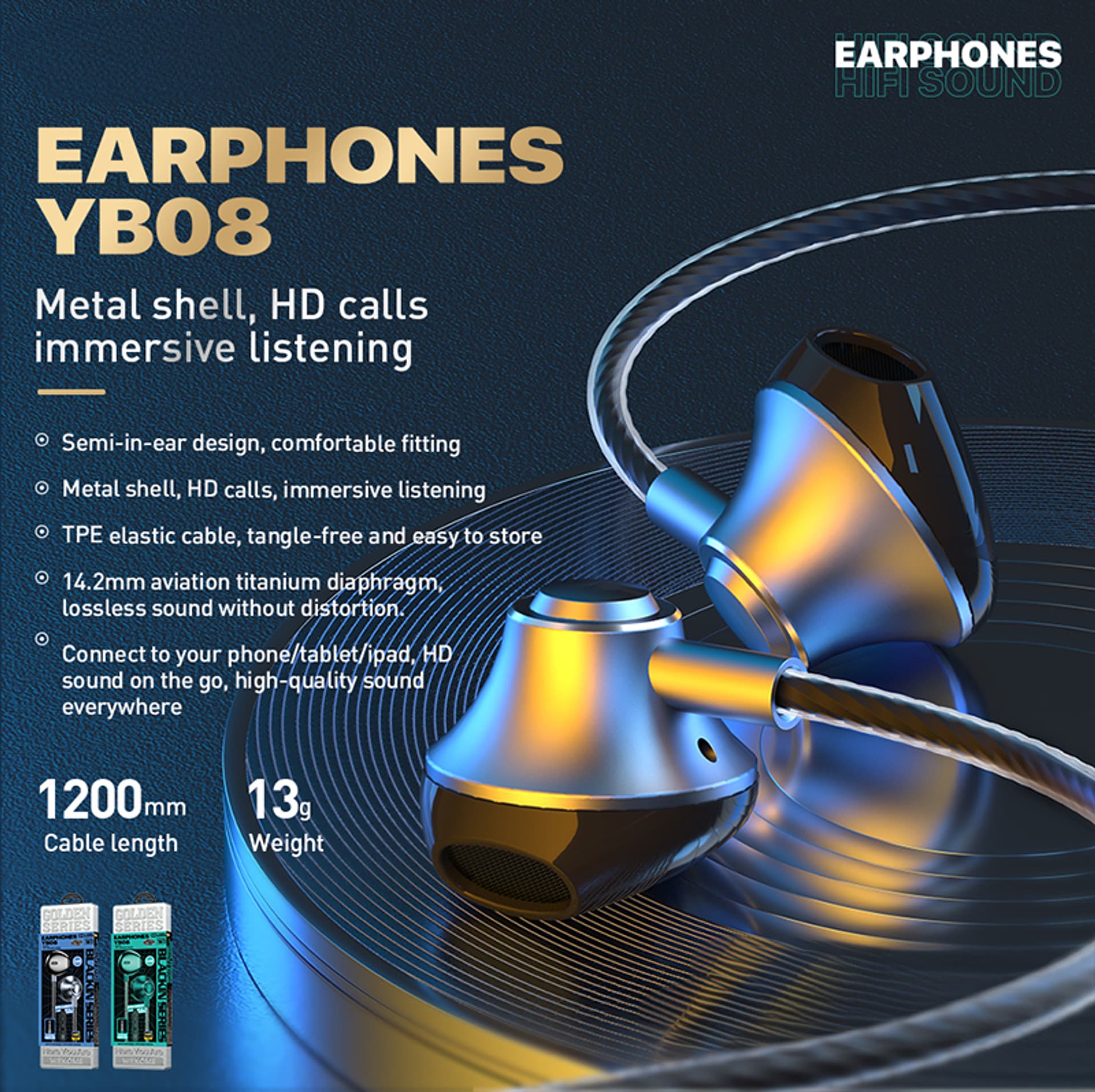 

WEKOME YB08 Blackin Series - Słuchawki przewodowe HiFi USB-C (Tarnish)