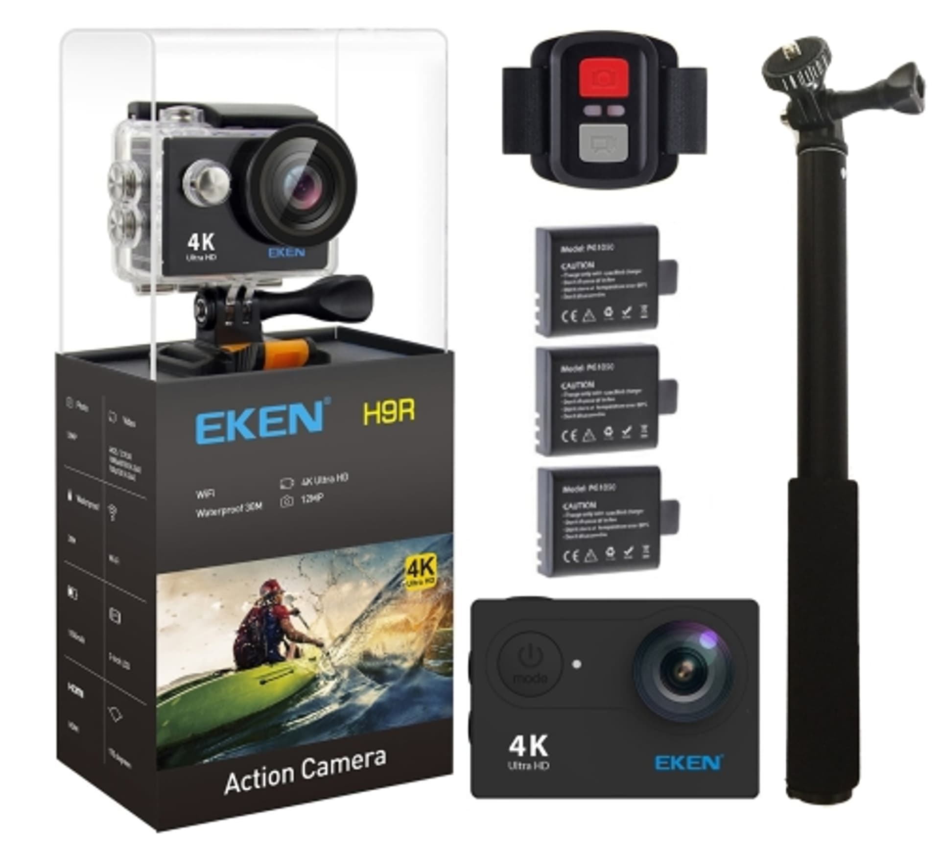 

KAMERA SPORTOWA EKEN H9R ULTRA HD 4K - 3 BATERIE + KIJ HD | CZARNA