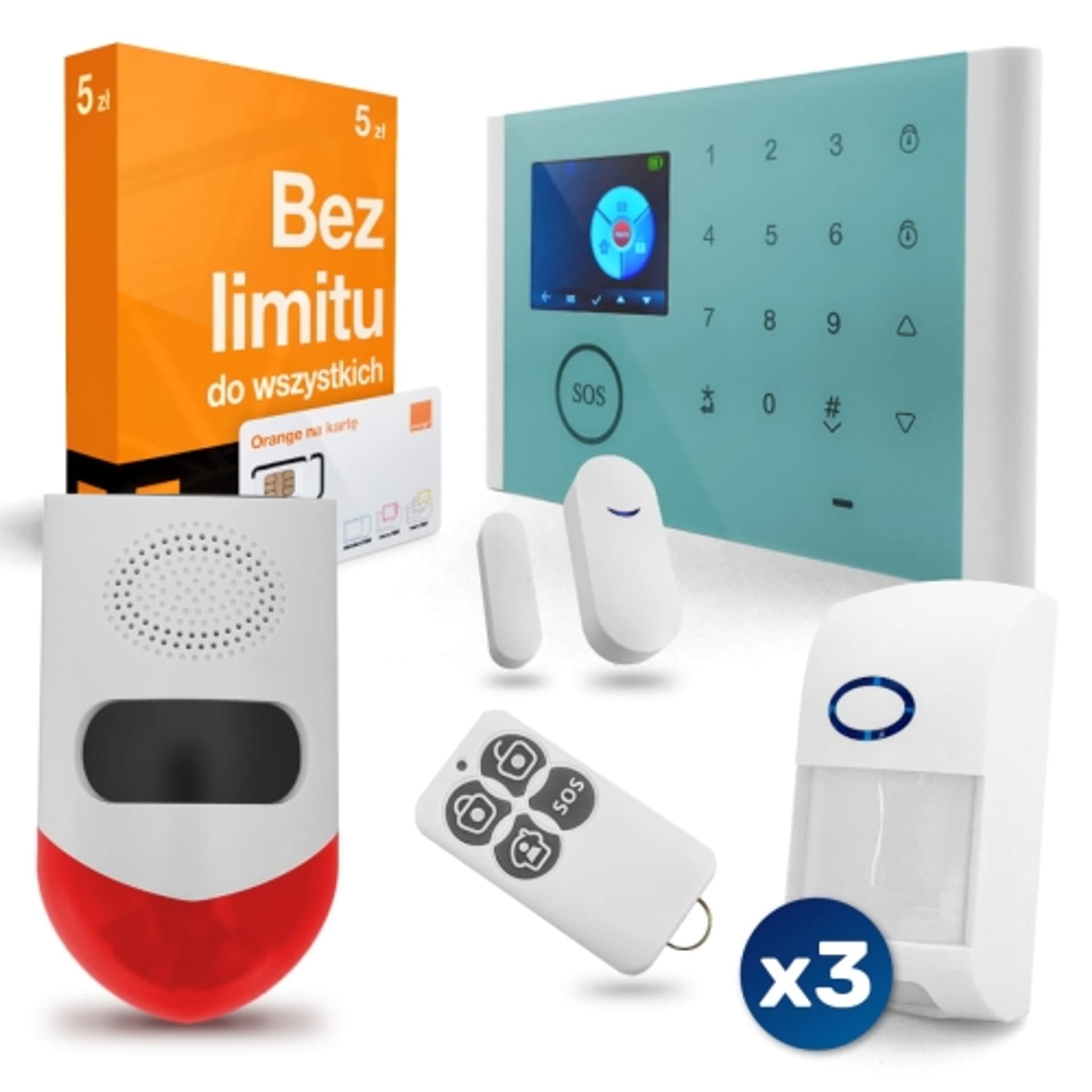 

Alarm GSM | Tuya SIM Orange 3x PIR Syrena Solarna