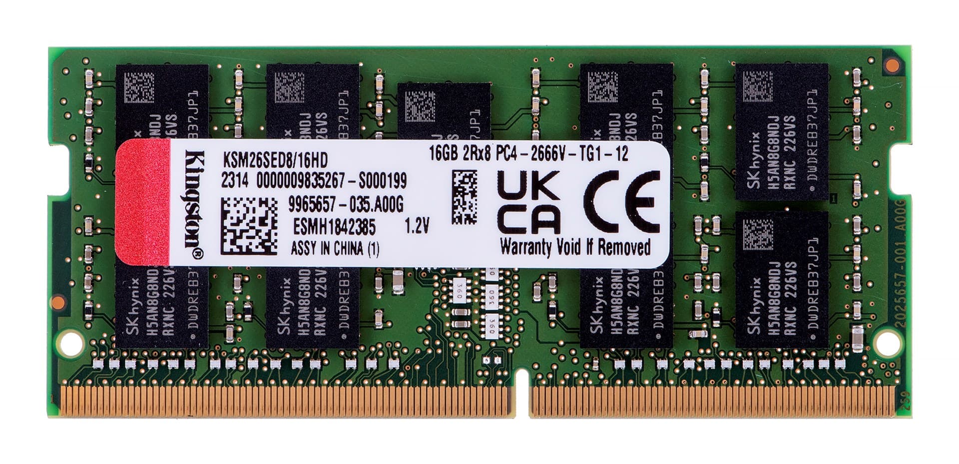 

Kingston SODIMM ECC 16GB DDR4 2Rx8 Hynix D 2666MHz PC4-21300 KSM26SED8/16HD