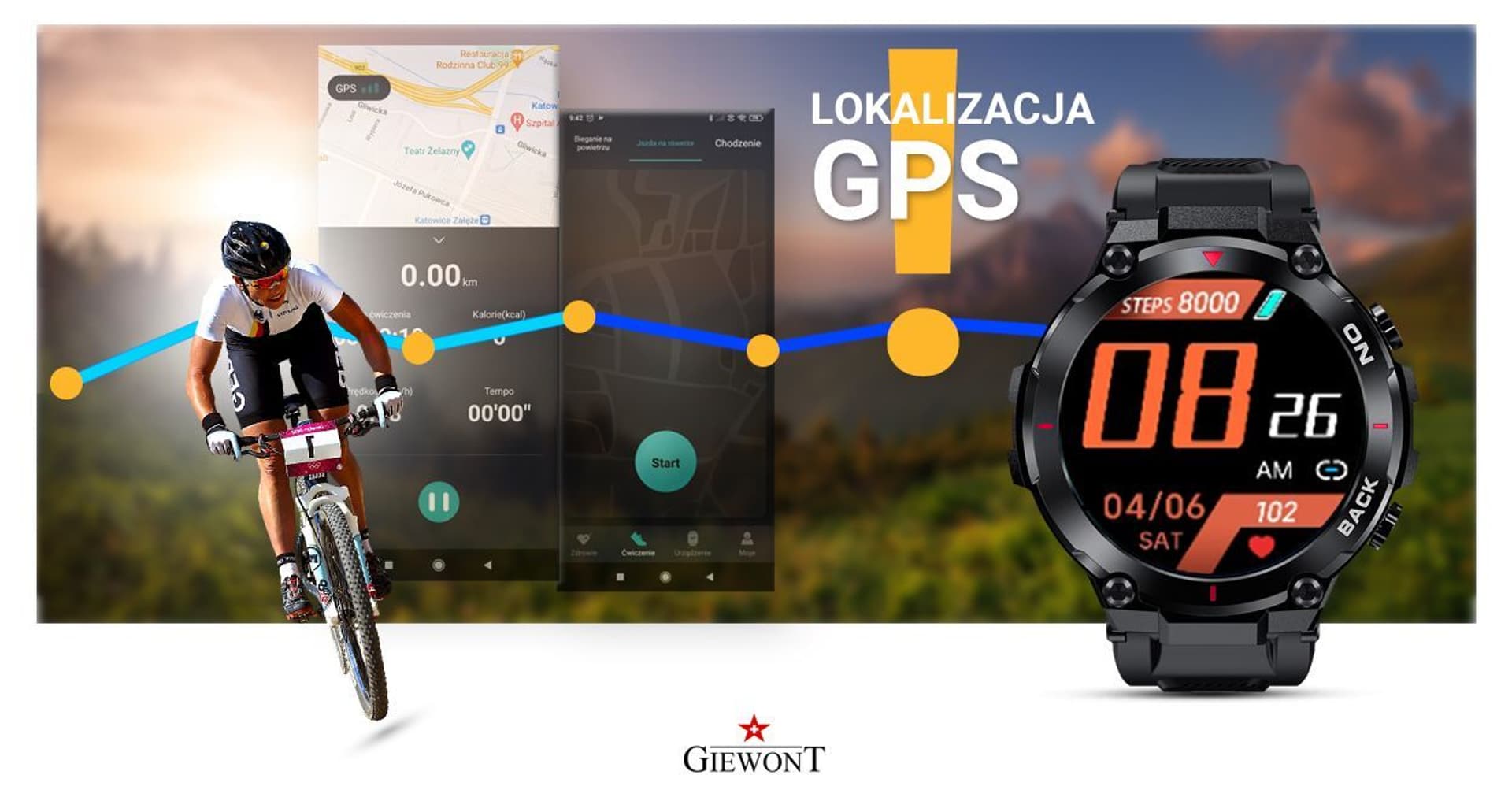 

Smartwatch Giewont GW460-1 Czarny GPS