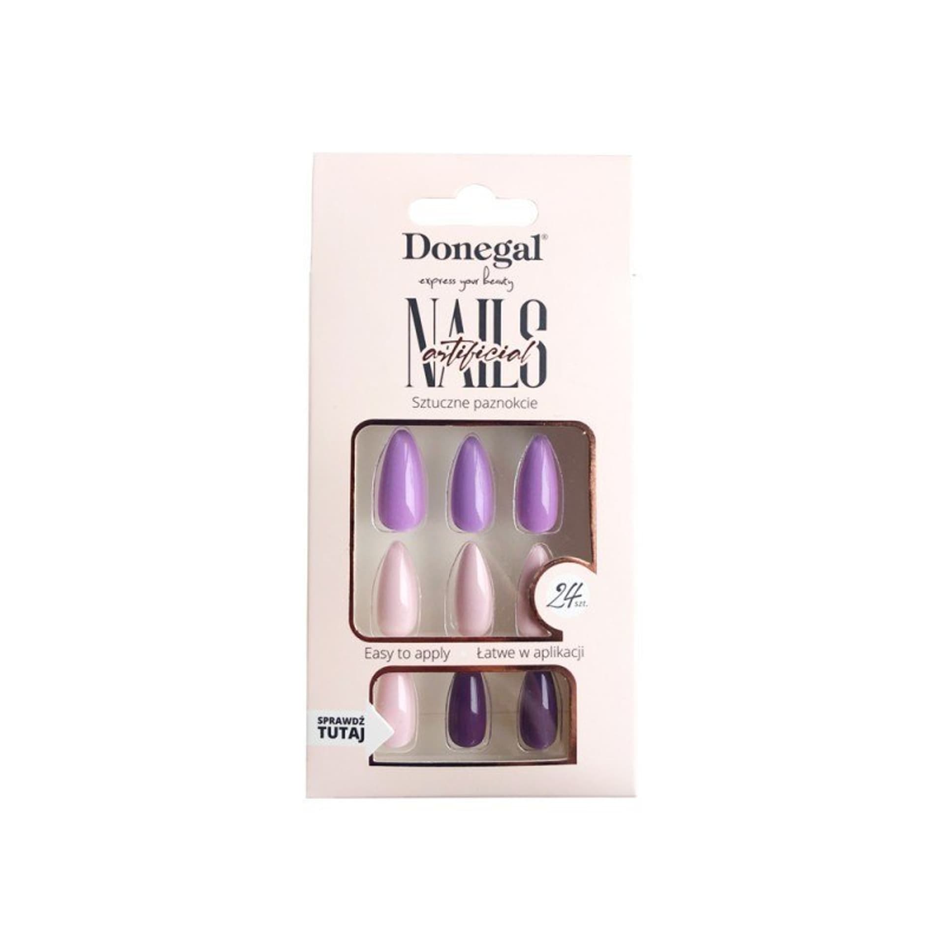 

DONEGAL Sztuczne Paznokcie - Nude Fiolet (3113) 1op.-24szt, 3113) 1op.-24sz