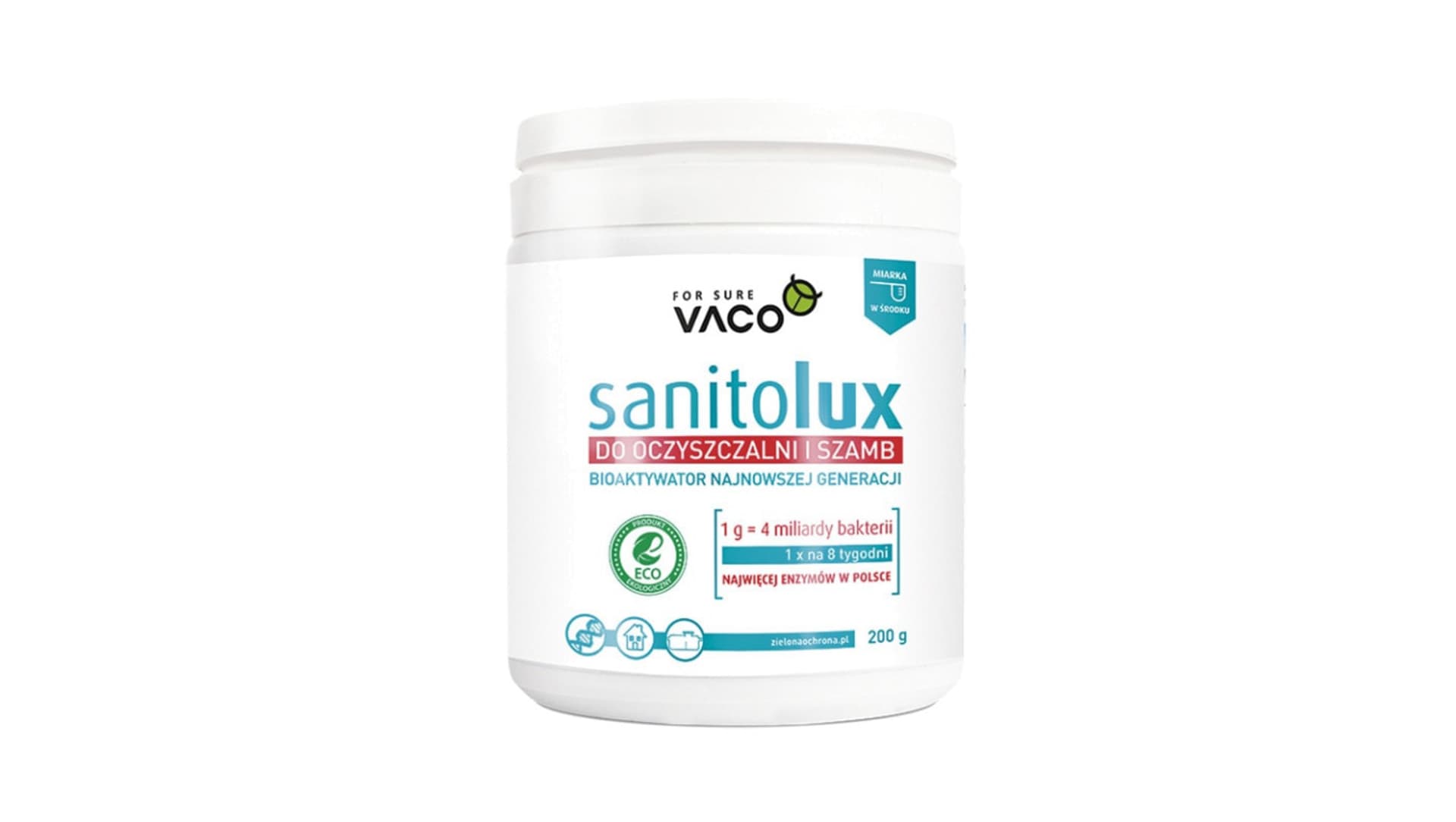 

ECO Sanitolux Bioaktywator do oczyszczalni i szamb 200g /naturalne enzymy 1x na 8 tygodni/ DV71