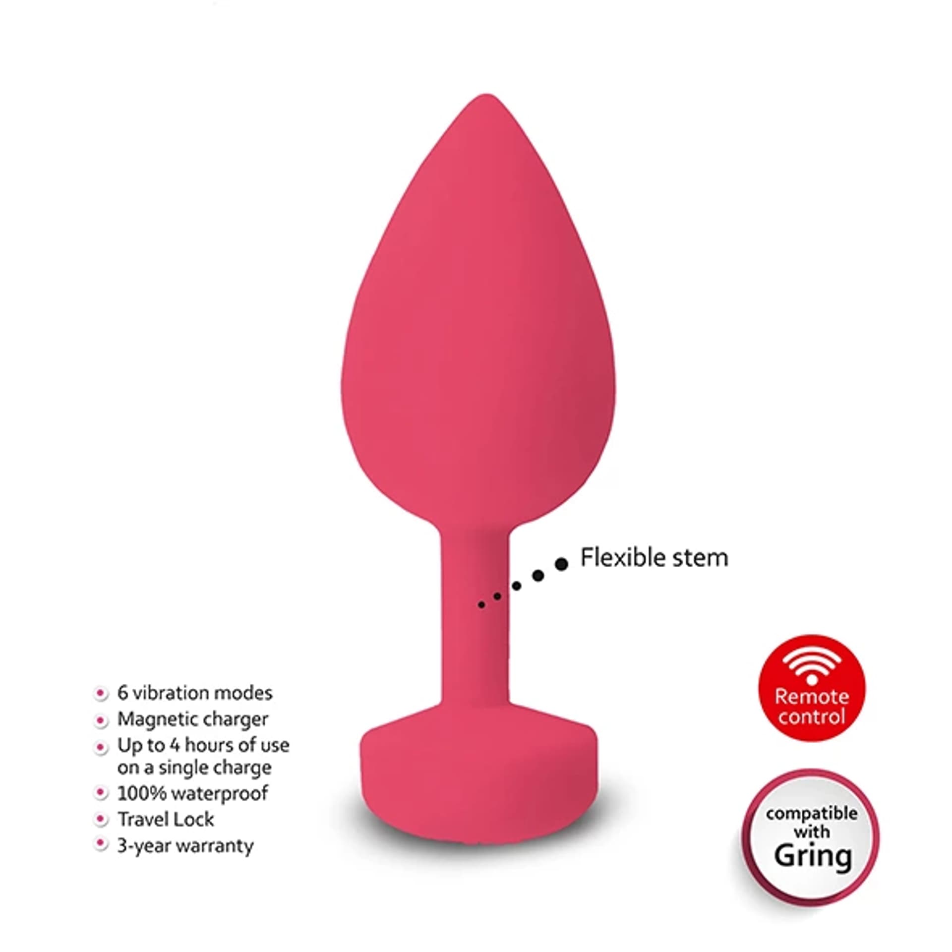 

Plug analny wibrujący - Gvibe Gplug S Neon Rose
