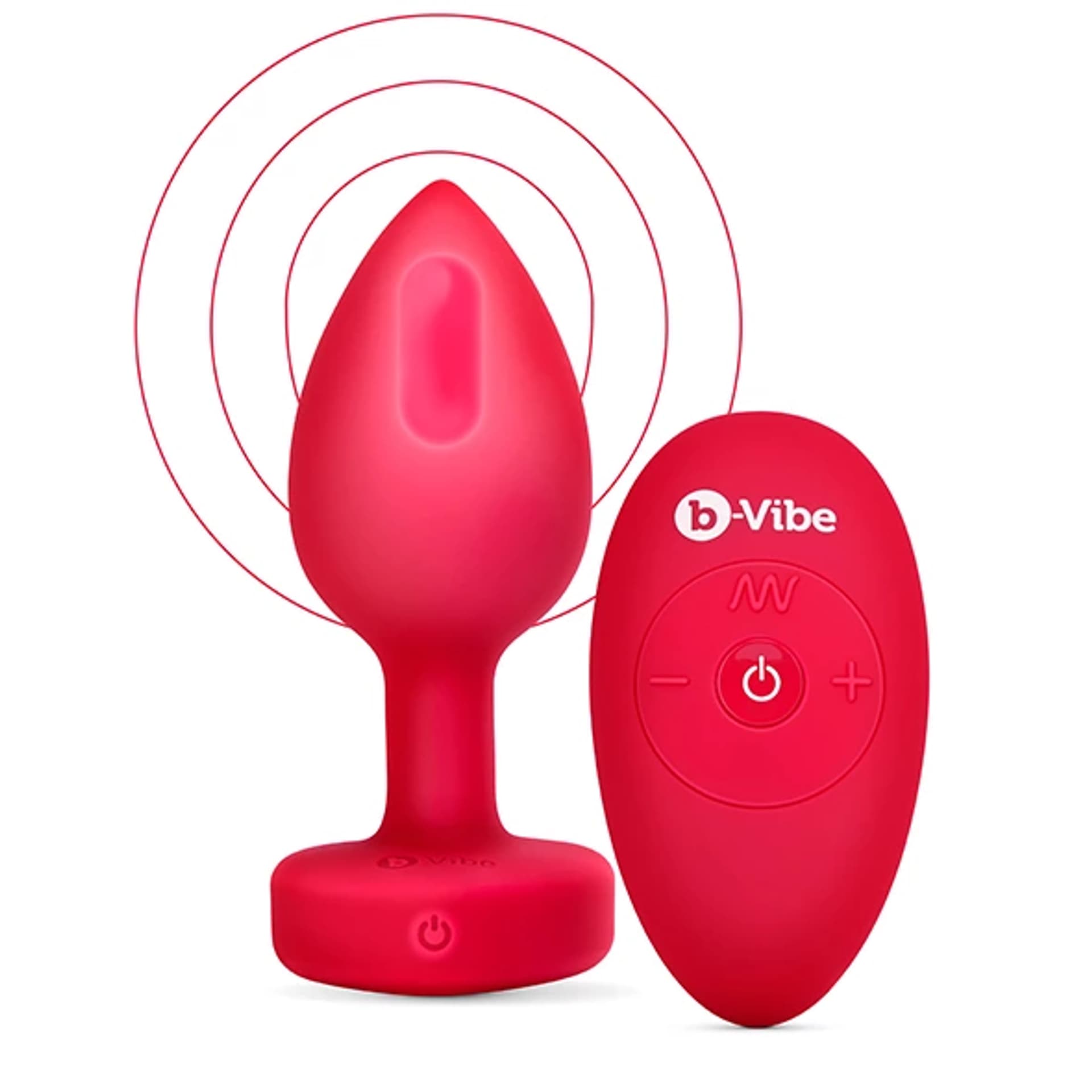 

Zdalnie sterowany plug analny - B-Vibe Vibrating Heart Plug M/L Red