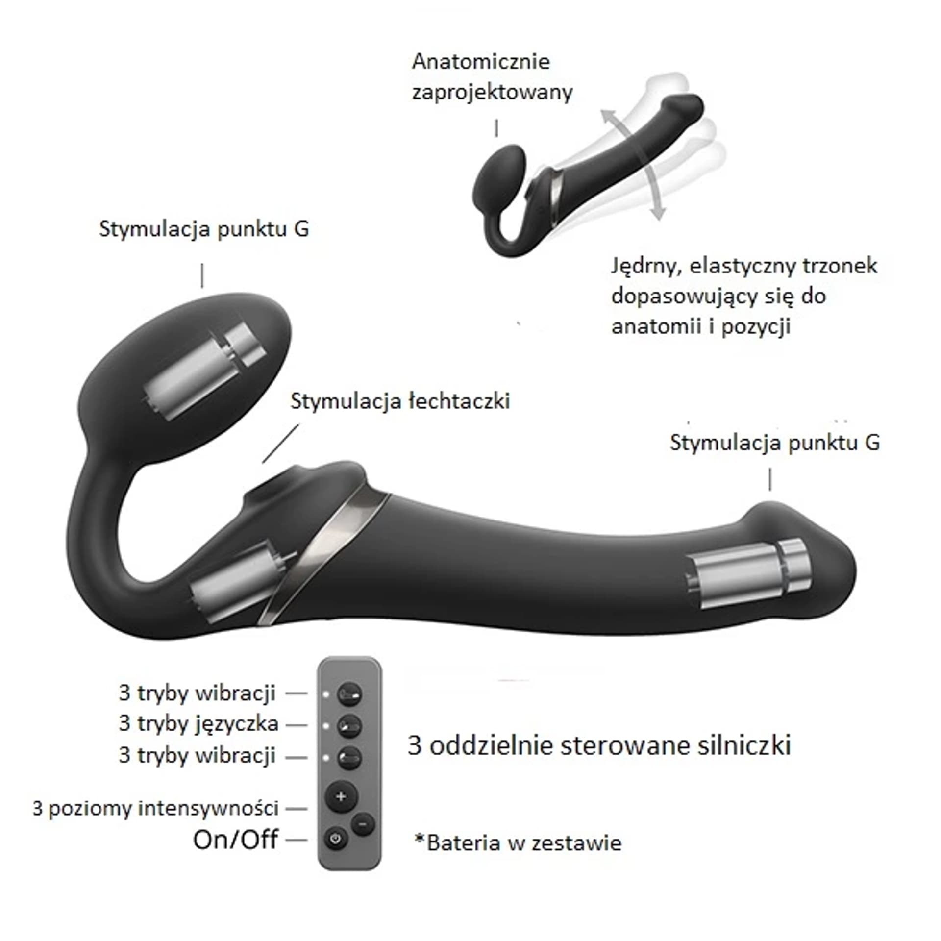 

Wibrator strap-on - Strap-On-Me Multi Orgasm Black L