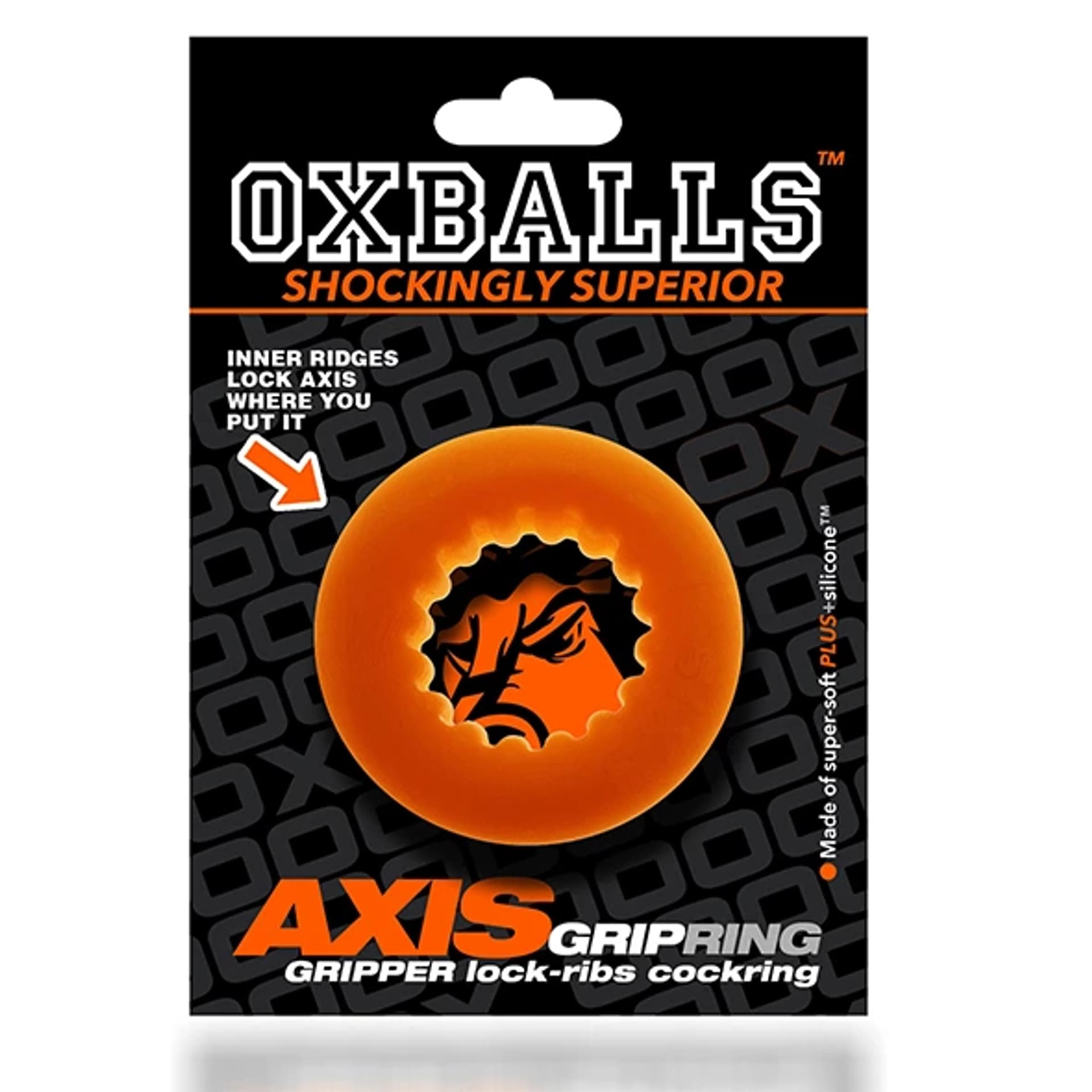 

Pierścień erekcyjny - Oxballs Axis Rib Griphold Cockring Orange Ice