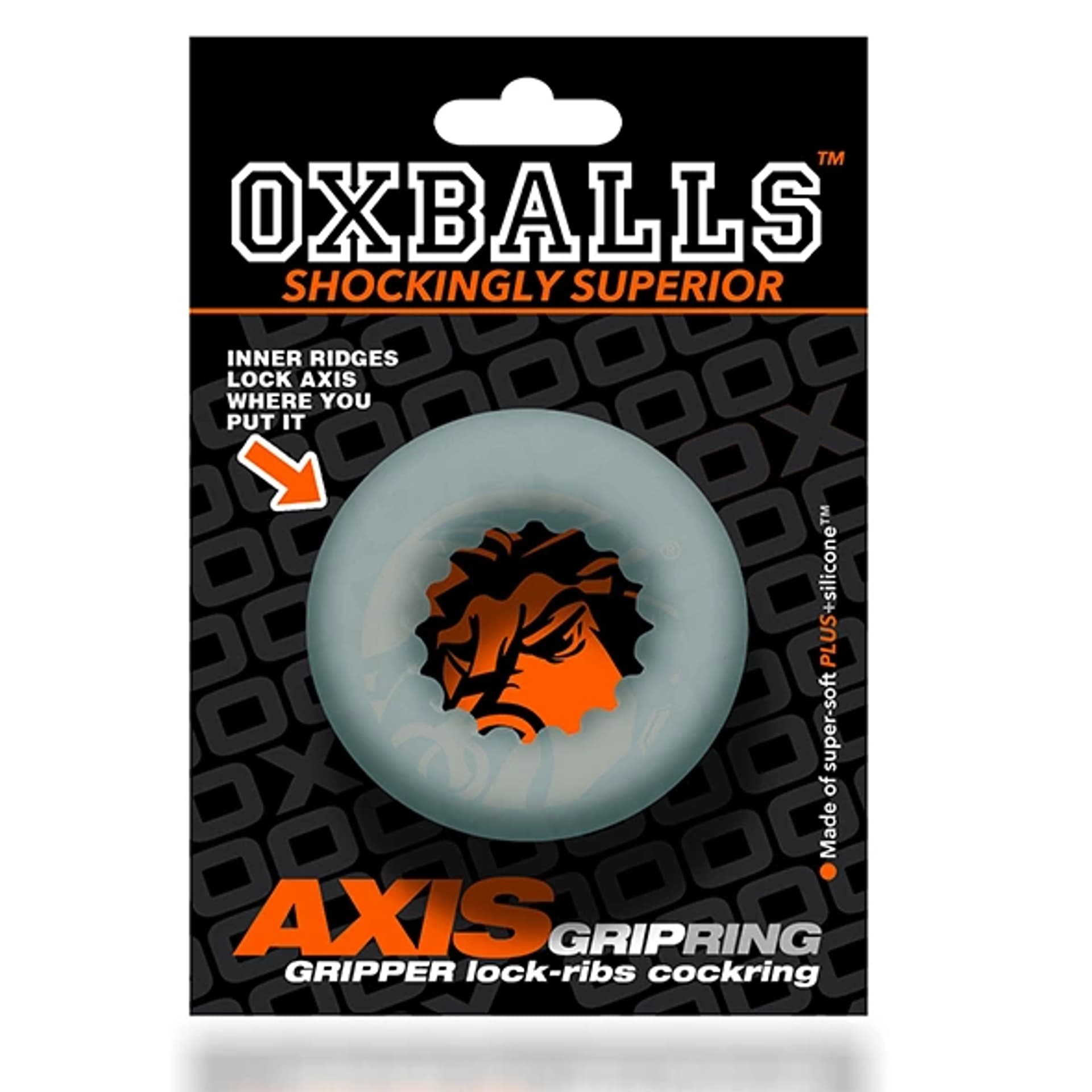 

Pierścień erekcyjny - Oxballs Axis Rib Griphold Cockring Clear Ice