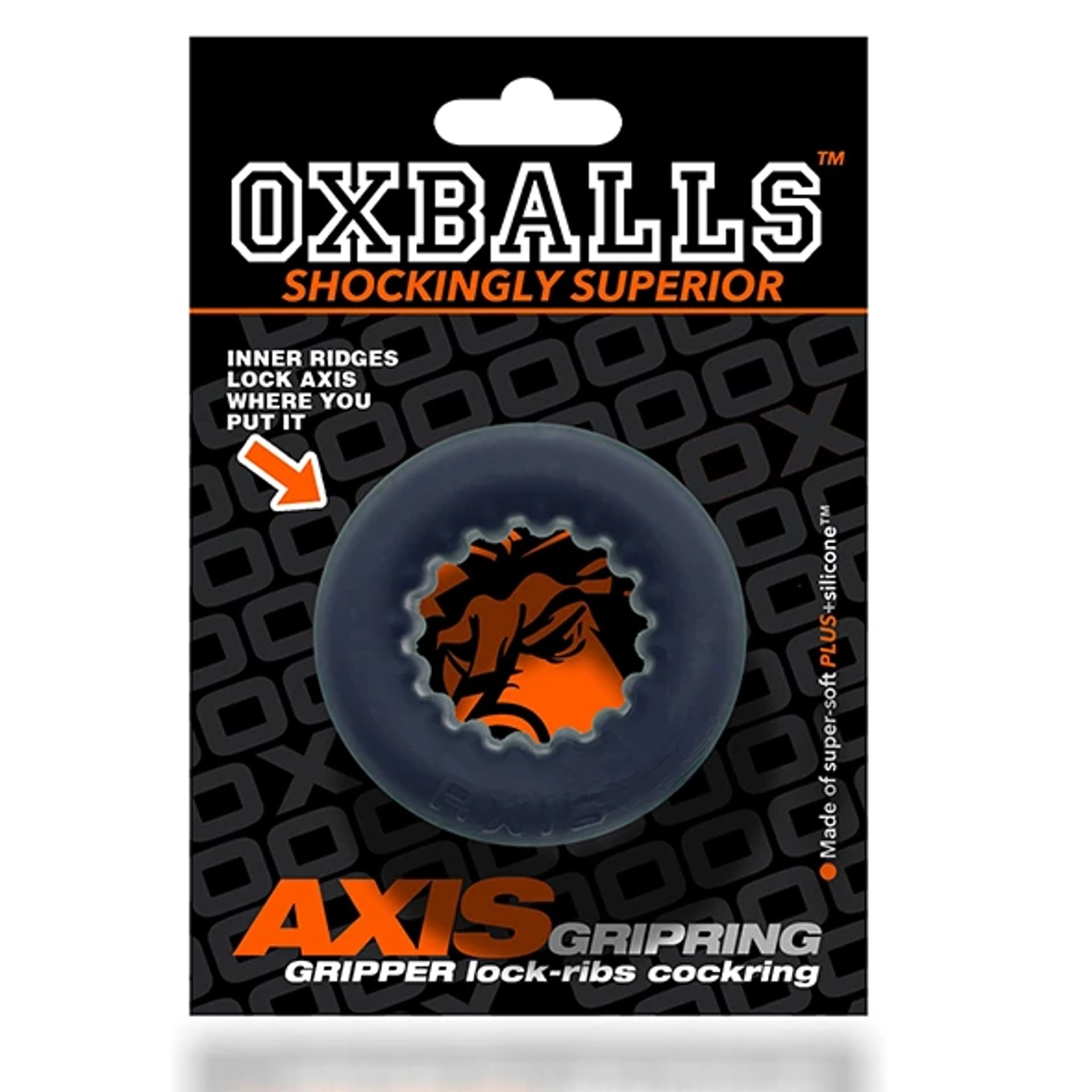 

Pierścień erekcyjny - Oxballs Axis Rib Griphold Cockring Black Ice