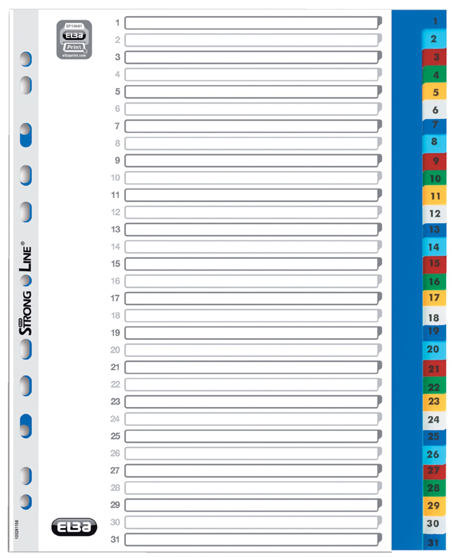 

Przekładki numeryczne A4+ PP 1-31 MAXI ELBA 100204822 E17563120