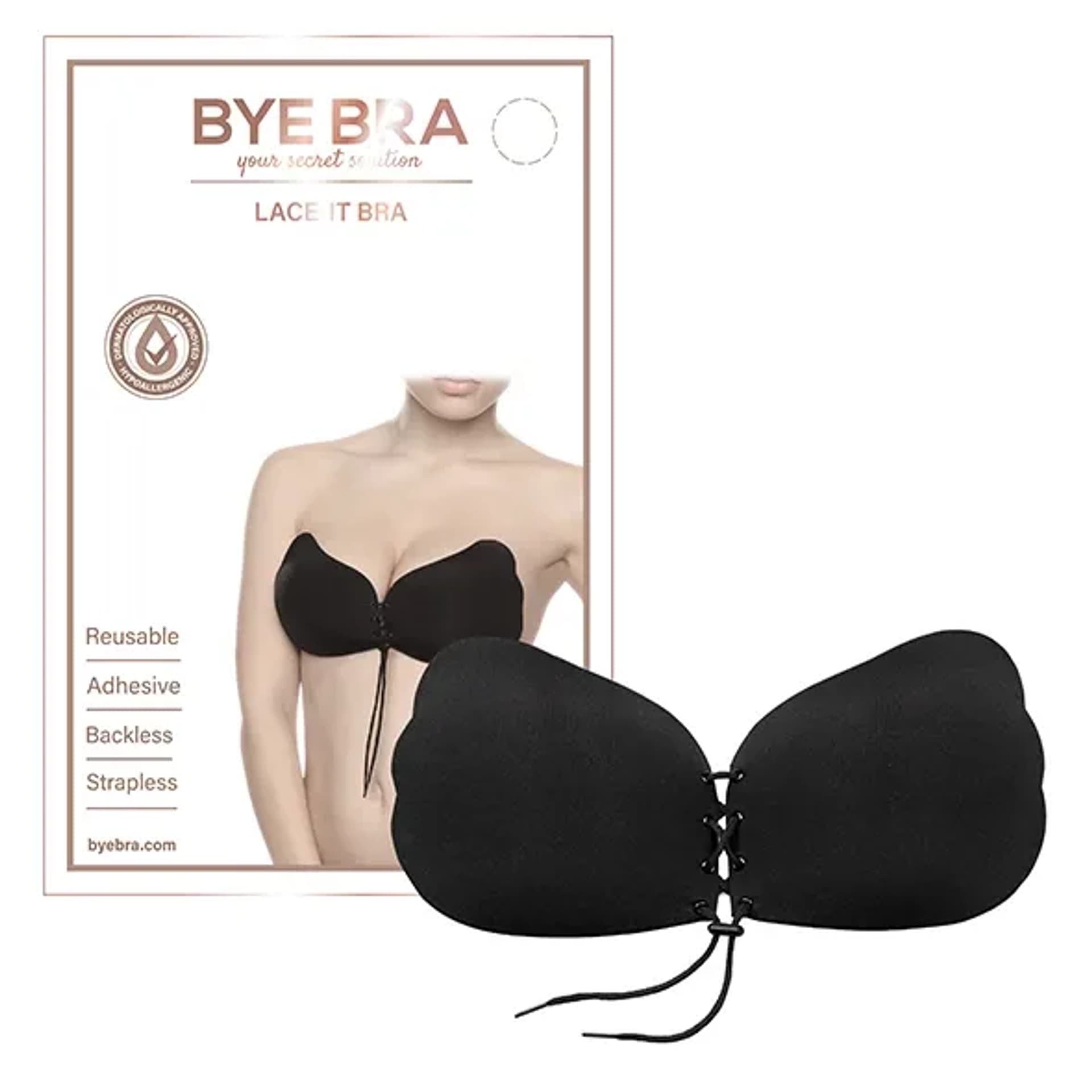 

Biustonosz samonośny - Bye Bra Lace-It Bra Miseczka B Black