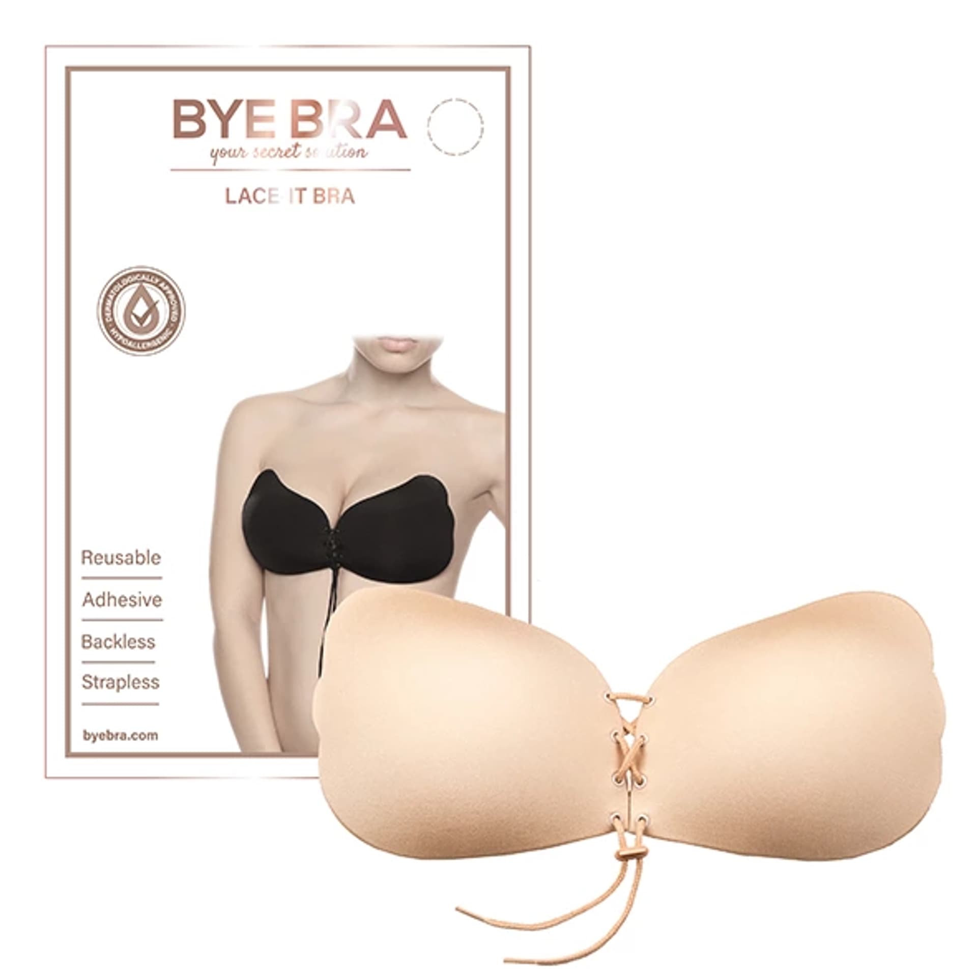 

Biustonosz samonośny - Bye Bra Lace-It Bra Miseczka E Nude