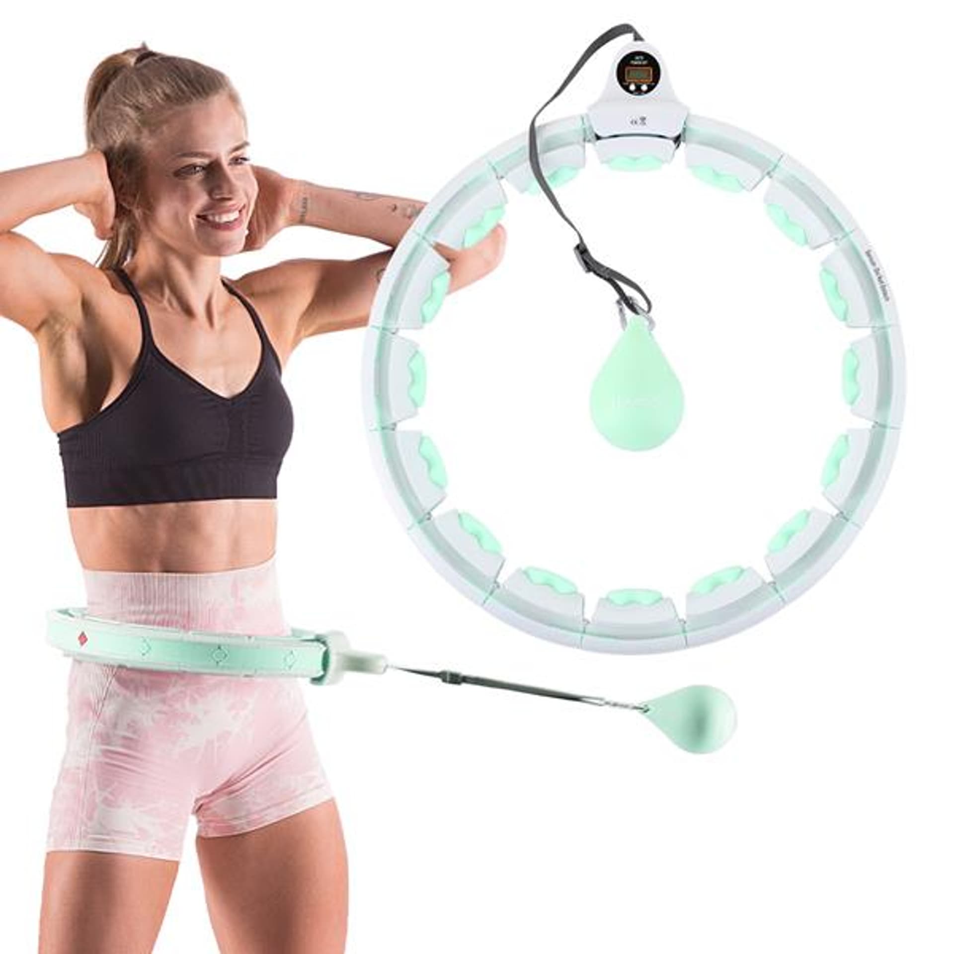 

ZESTAW HULA HOP HHW06 GREEN Z PIŁKĄ GRAWITACYJNĄ I LICZNIKIEM HMS + PAS BR163 BLACK