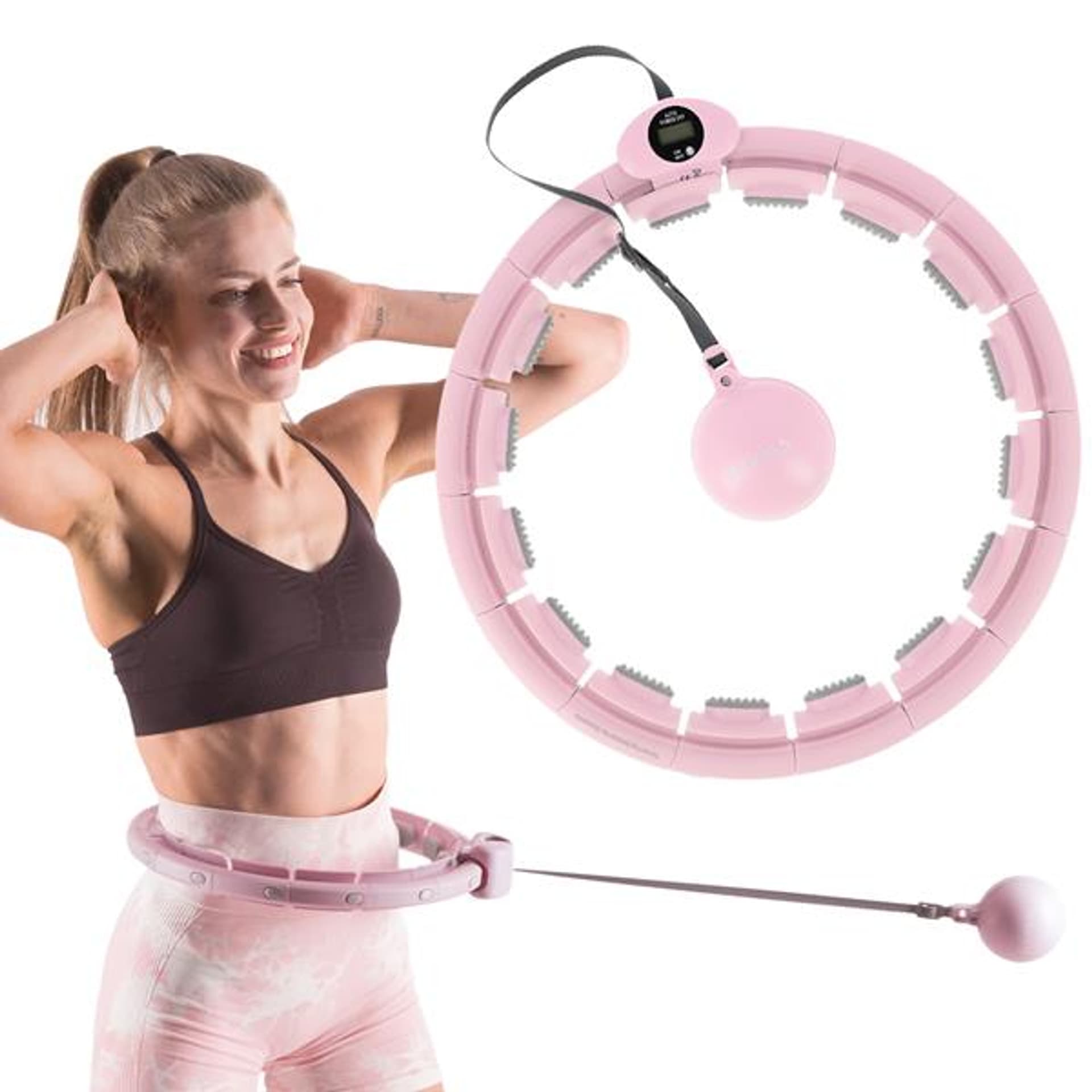 

ZESTAW HULA HOP HHW09 PINK Z PIŁKĄ GRAWITACYJNĄ I LICZNIKIEM HMS + PAS BR163 BLACK