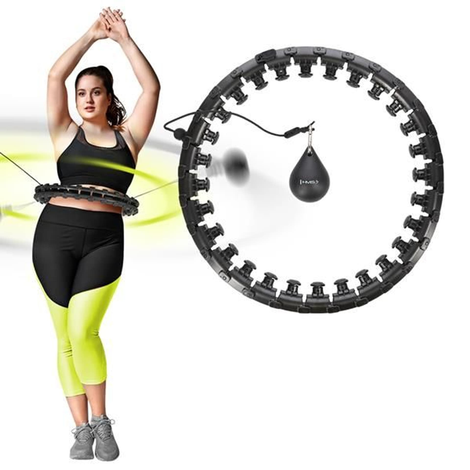 

HHW12 PLUS SIZE HULA HOP BLACK Z WYPUSTKAMI I OBCIĄŻNIKIEM HMS