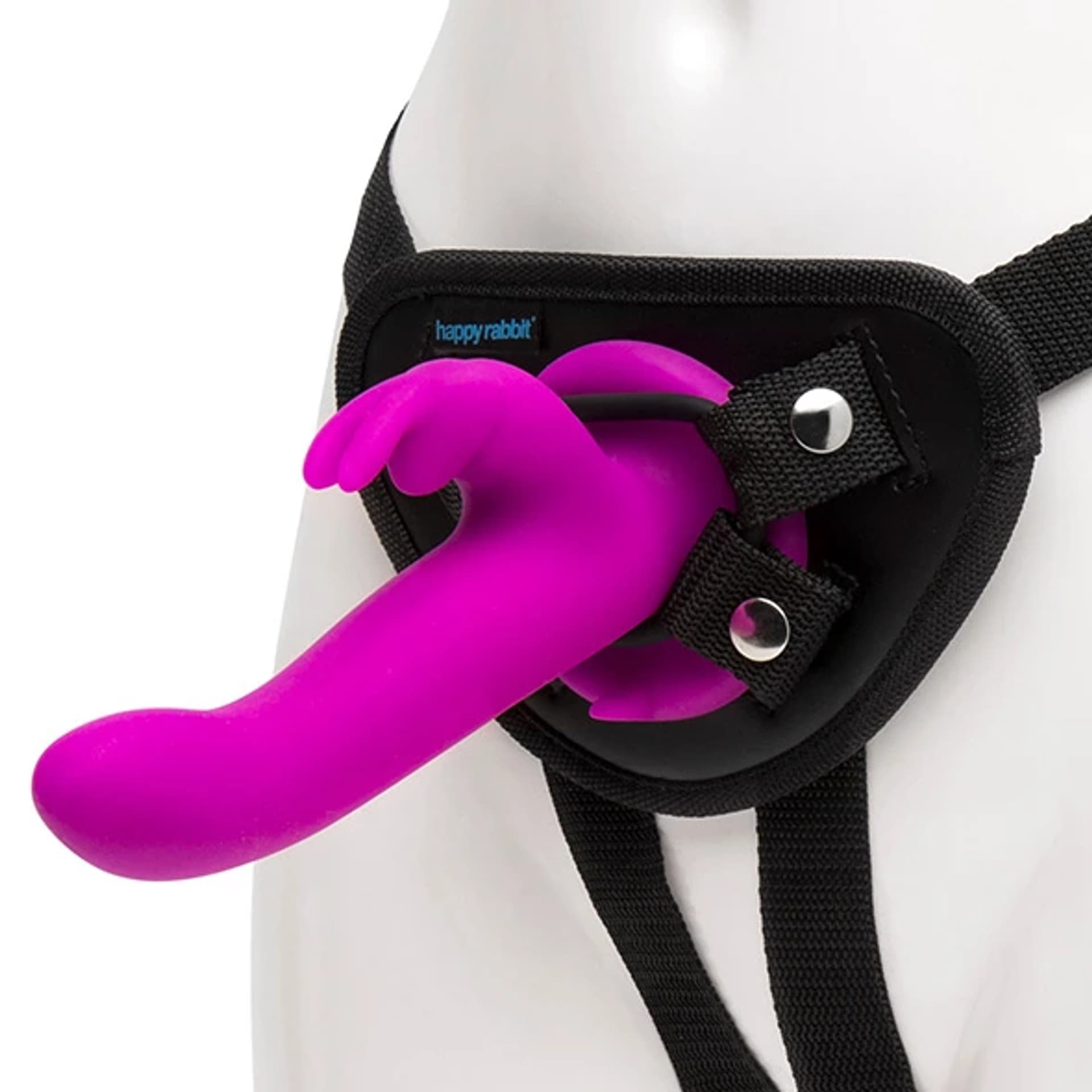 

Strap-on z penisem - Happy Rabbit Vibrating Strap-On Harness Set Purple