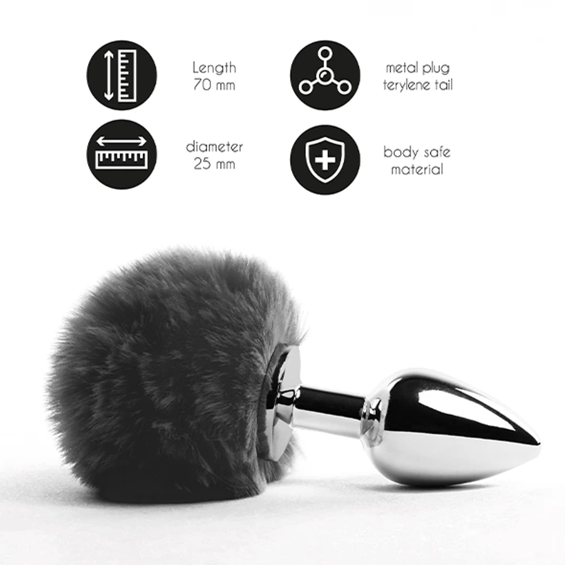 

Plug analny - FeelzToys Bunny Tails Butt Plug Black
