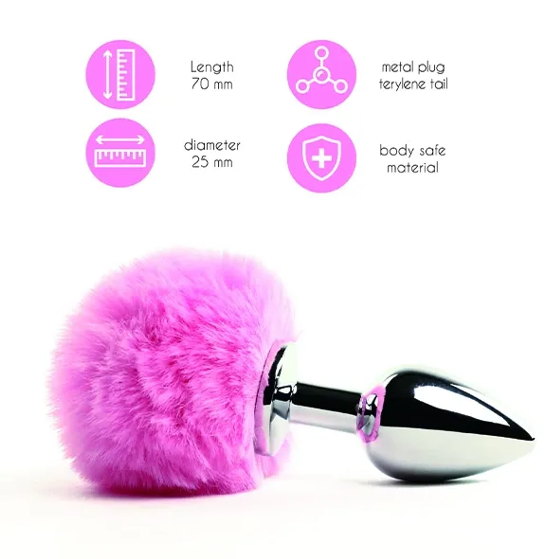 

Plug analny - FeelzToys Bunny Tails Butt Plug Pink
