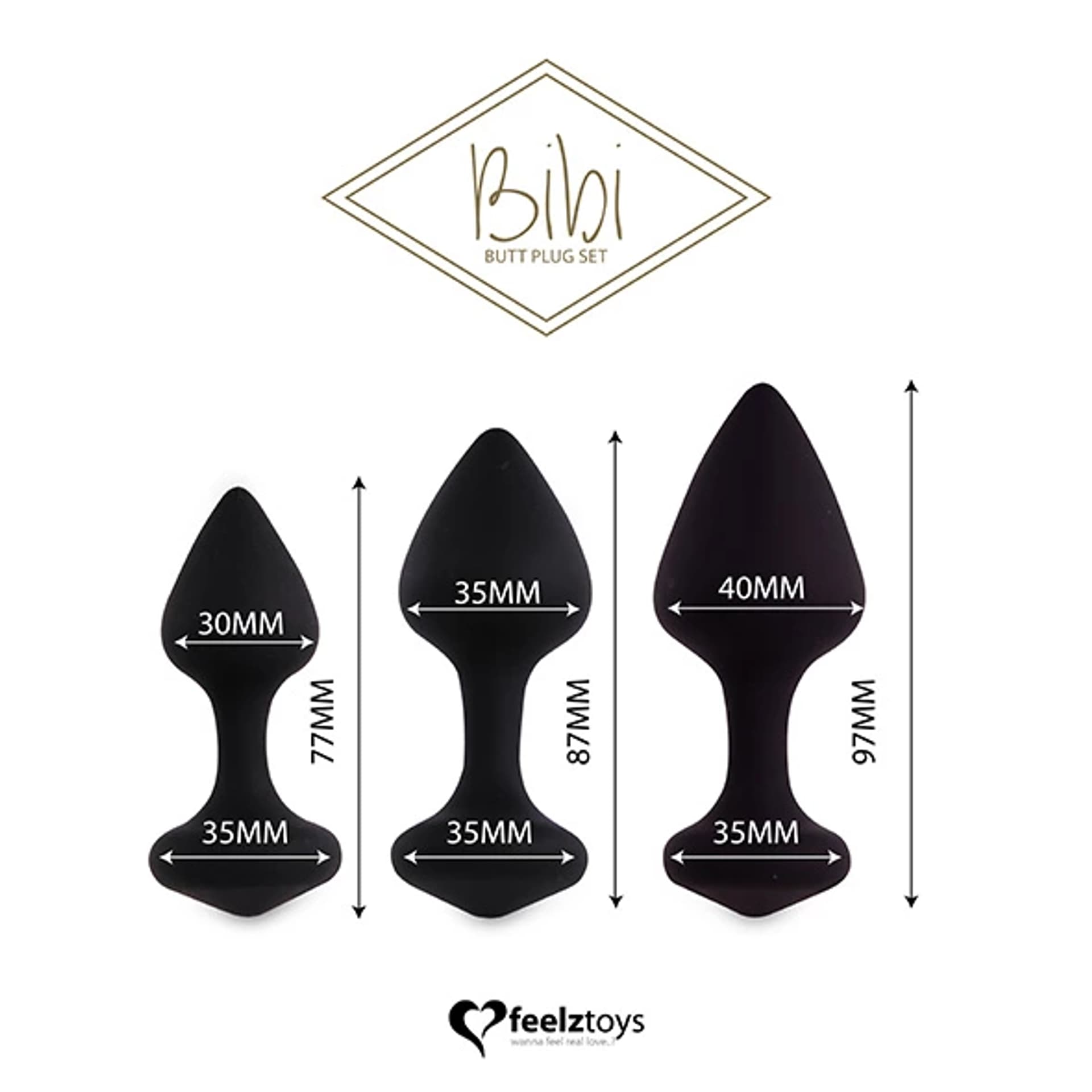 

Zestaw plugów analnych - FeelzToys Bibi Black 3 szt