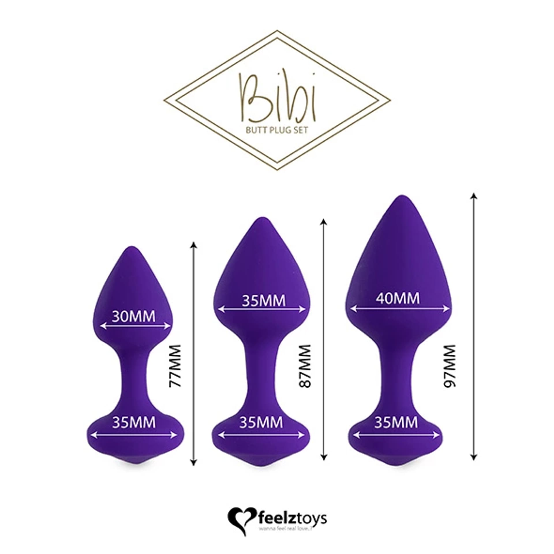 

Zestaw plugów analnych - FeelzToys Bibi Purple 3 szt