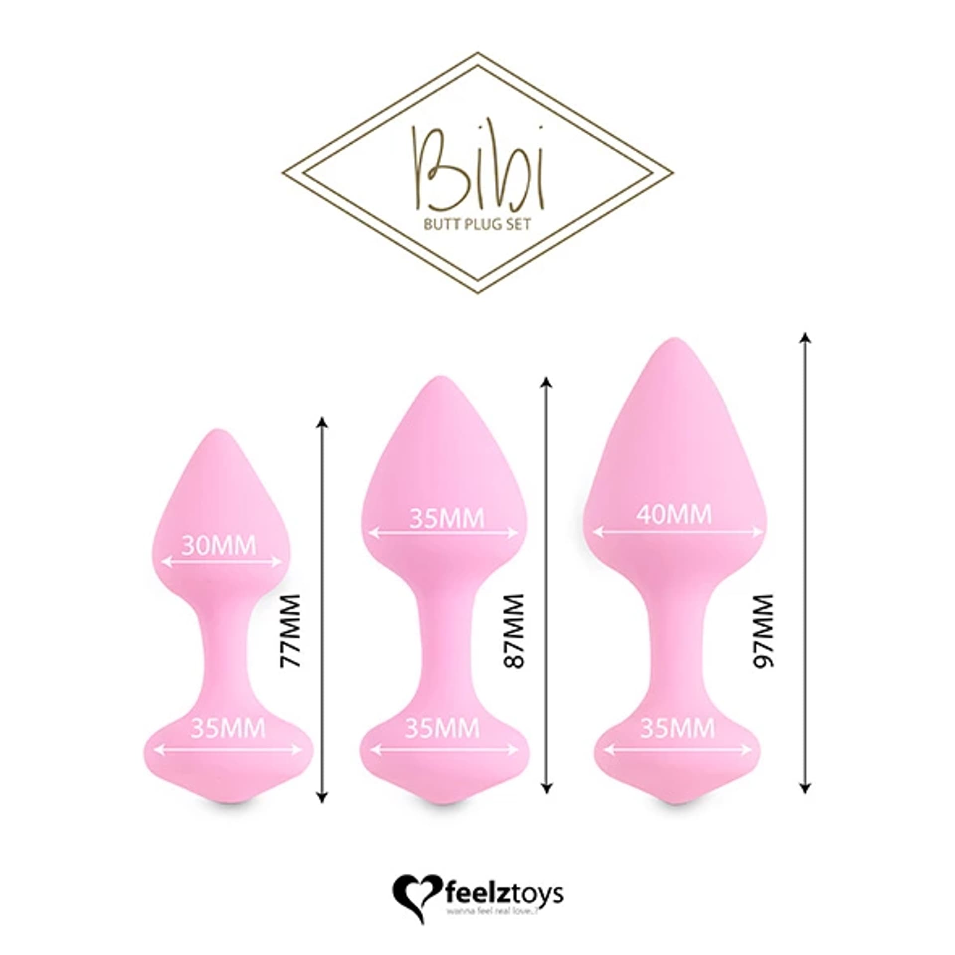 

Zestaw plugów analnych - FeelzToys Bibi Pink 3 szt
