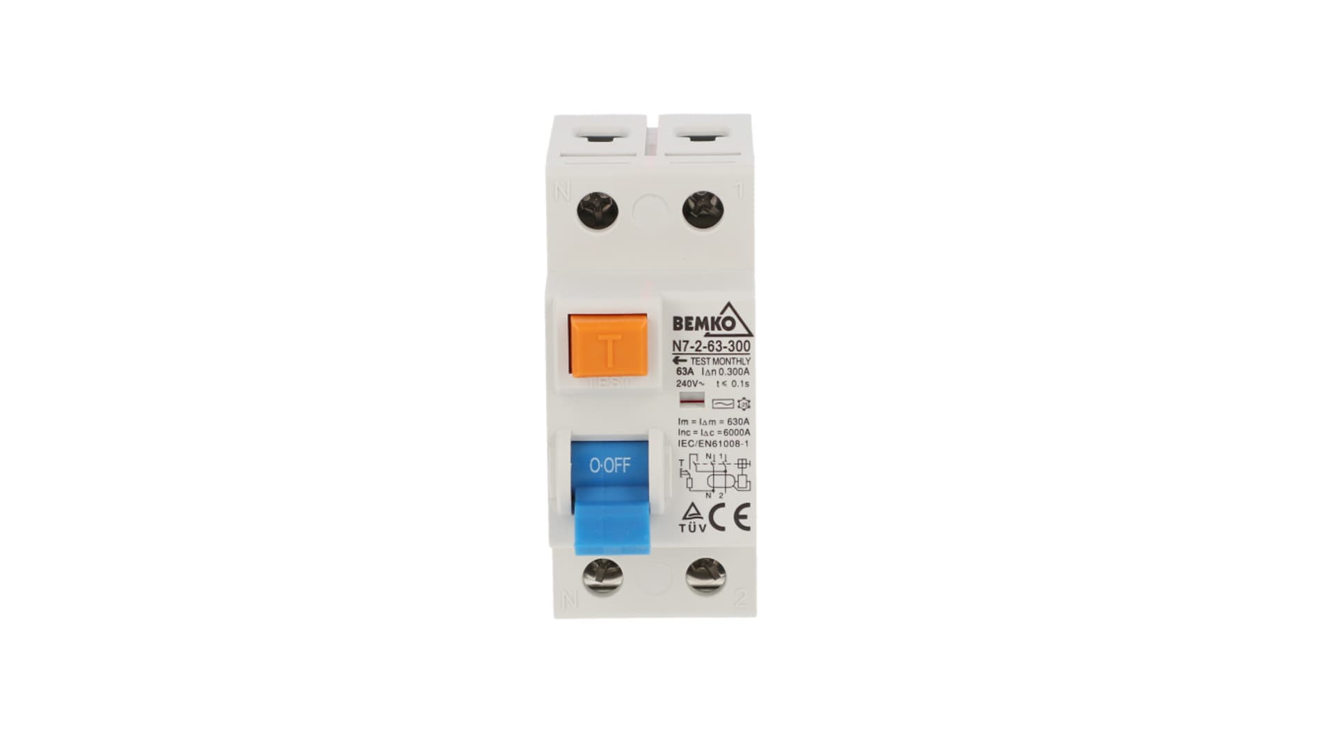 

Wyłącznik różnicowoprądowy AC 2P 63A 300mA A05-N7-2-63-300