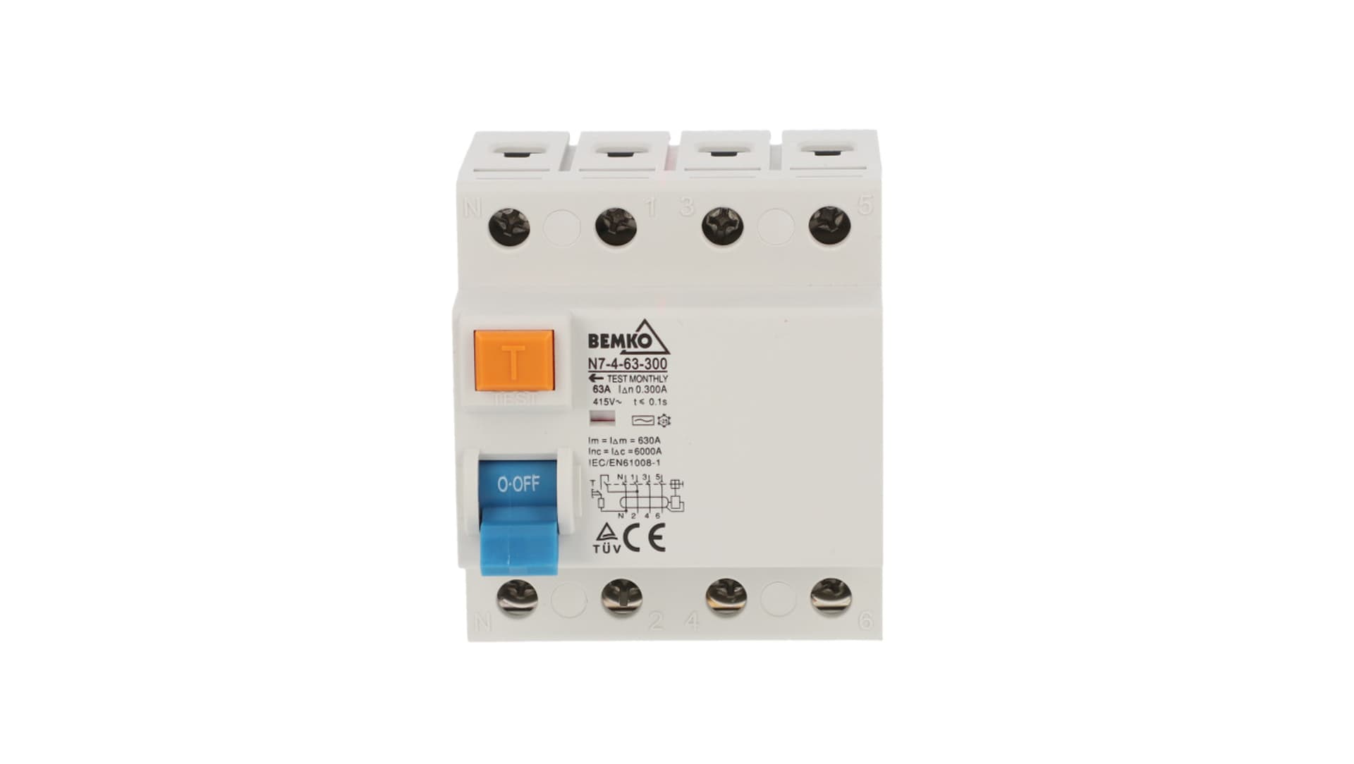 

Wyłącznik różnicowoprądowy AC 4P 63A 300mA A05-N7-4-63-300