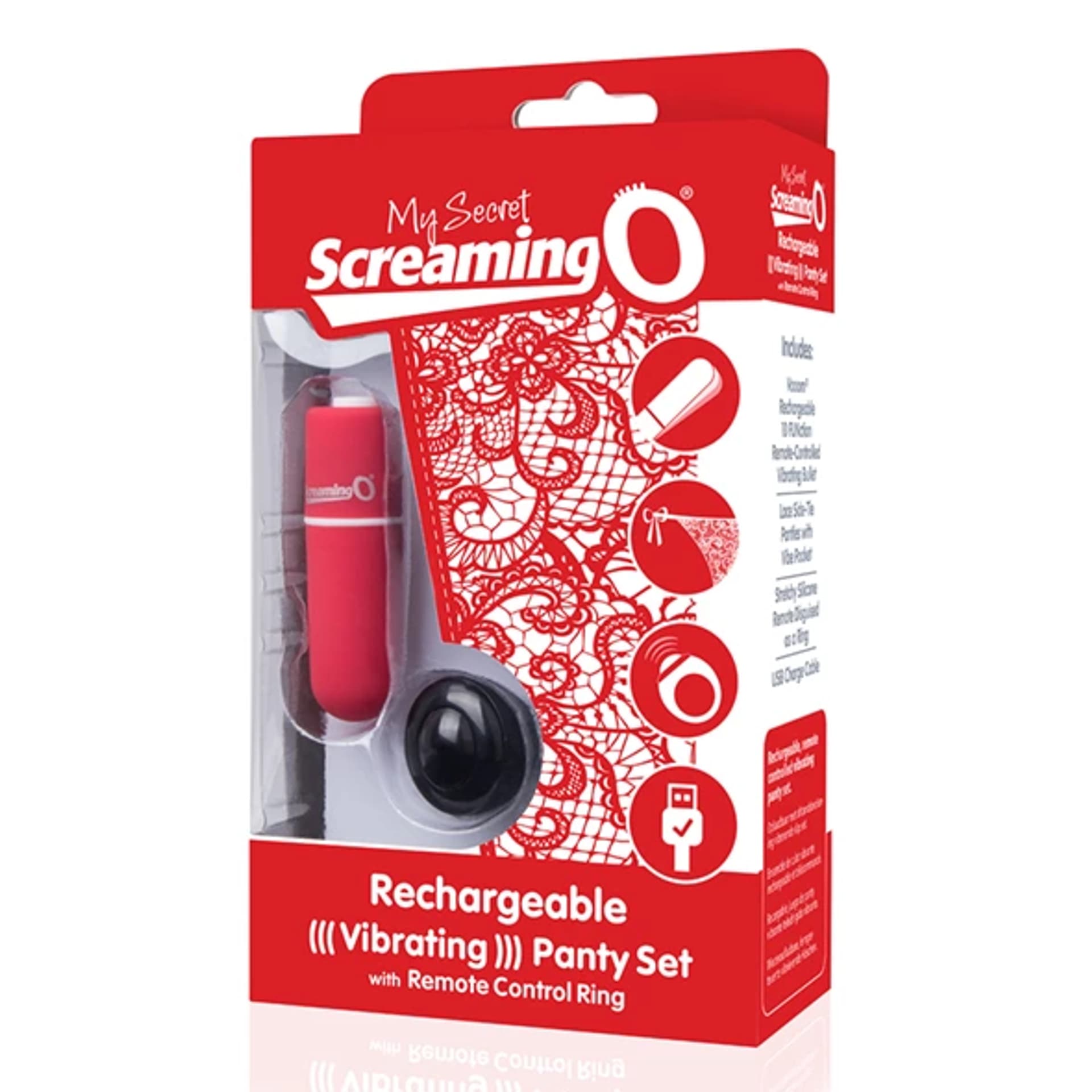

Wibrujące majteczki - The Screaming O Charged Remote Control Panty Vibe Red