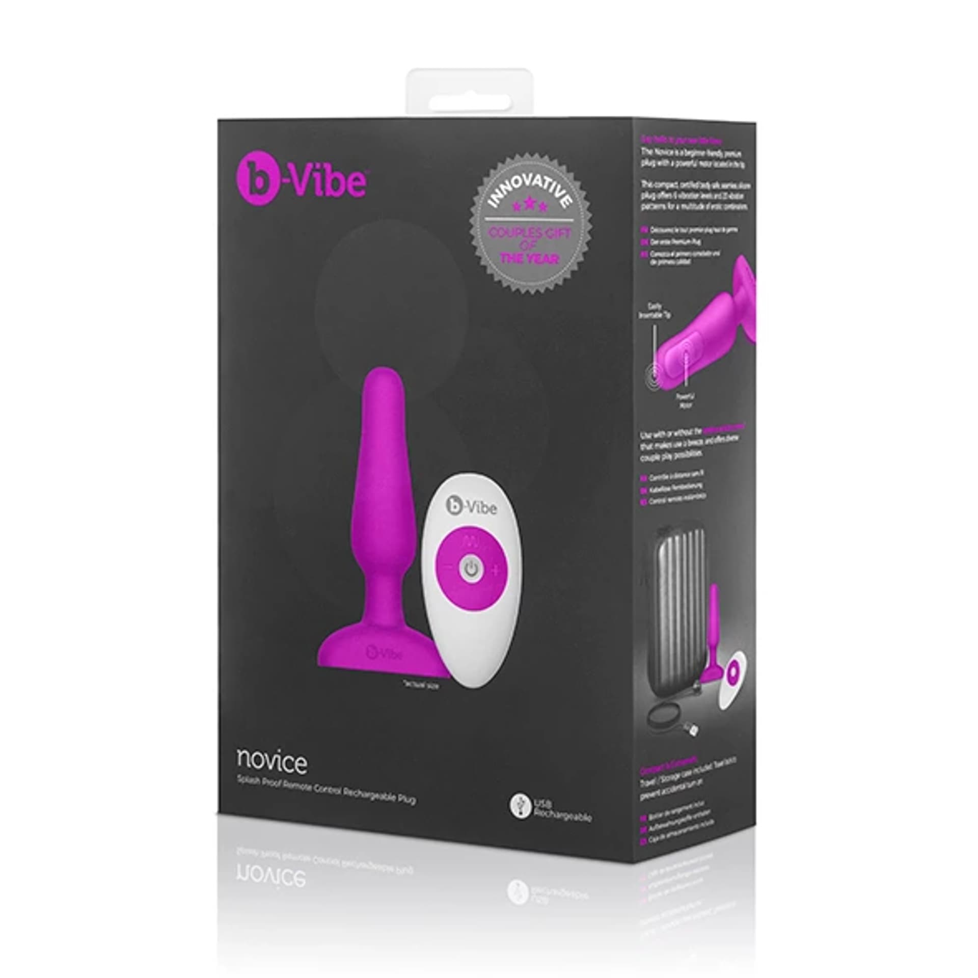 

Zdalnie sterowany plug analny - B-Vibe Novice Plug Fuchsia