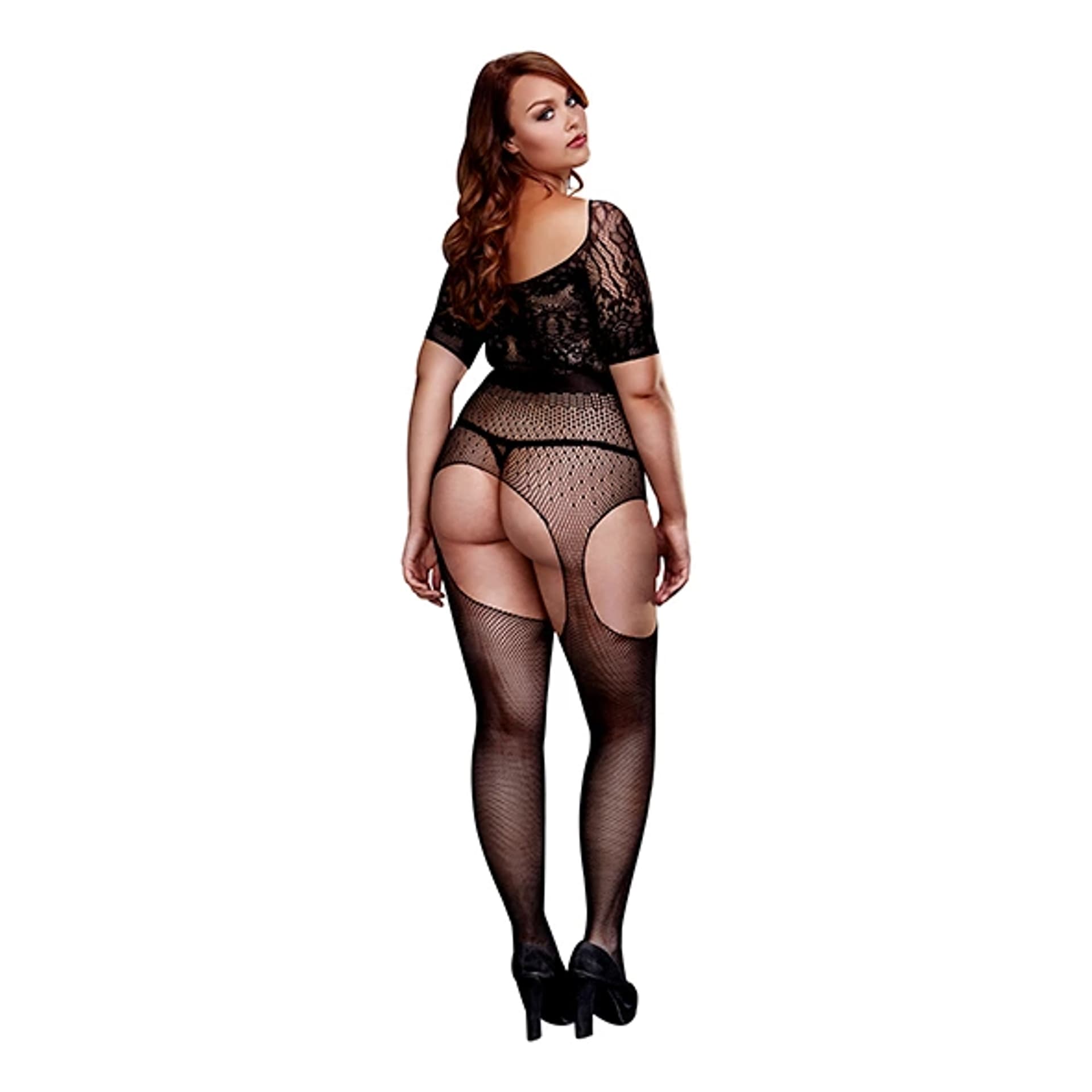 

Bodystocking - Baci Crotchless Suspender Bodystocking Queen Size