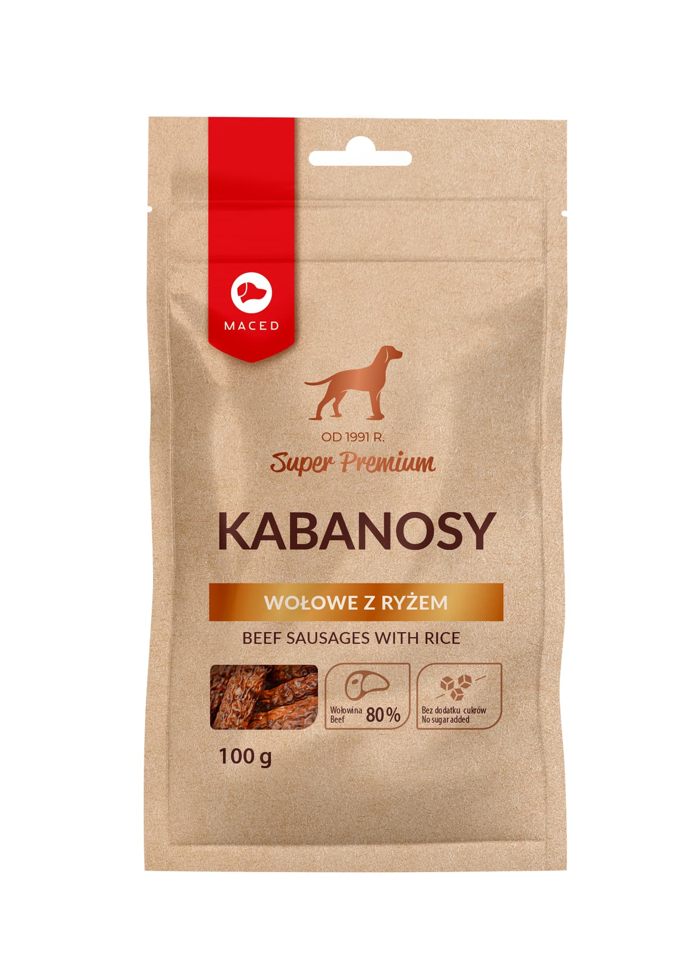 

MACED Kabanosy wołowe z ryżem 100g