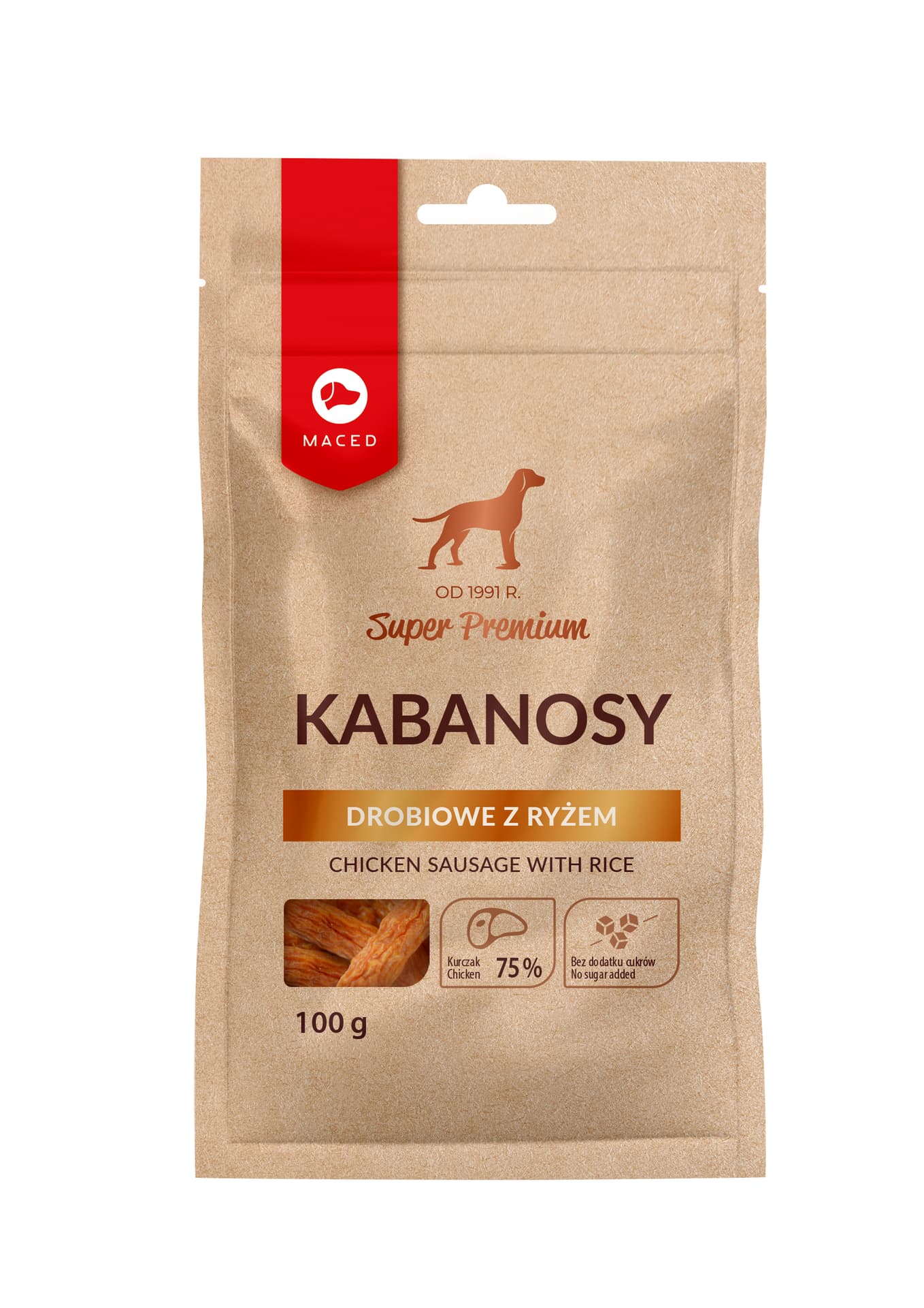 

MACED Kabanosy drobiowe z ryżem 100g