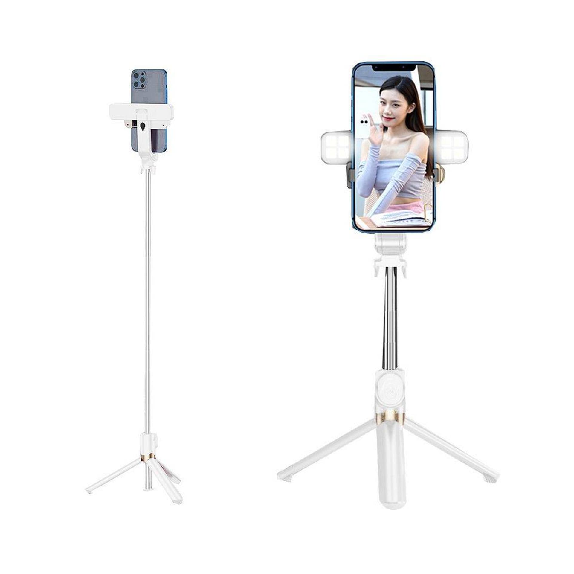 

Uchwyt Sefie Tripod z Lampą LED i Pilotem Bluetooth SSTR-20 biały