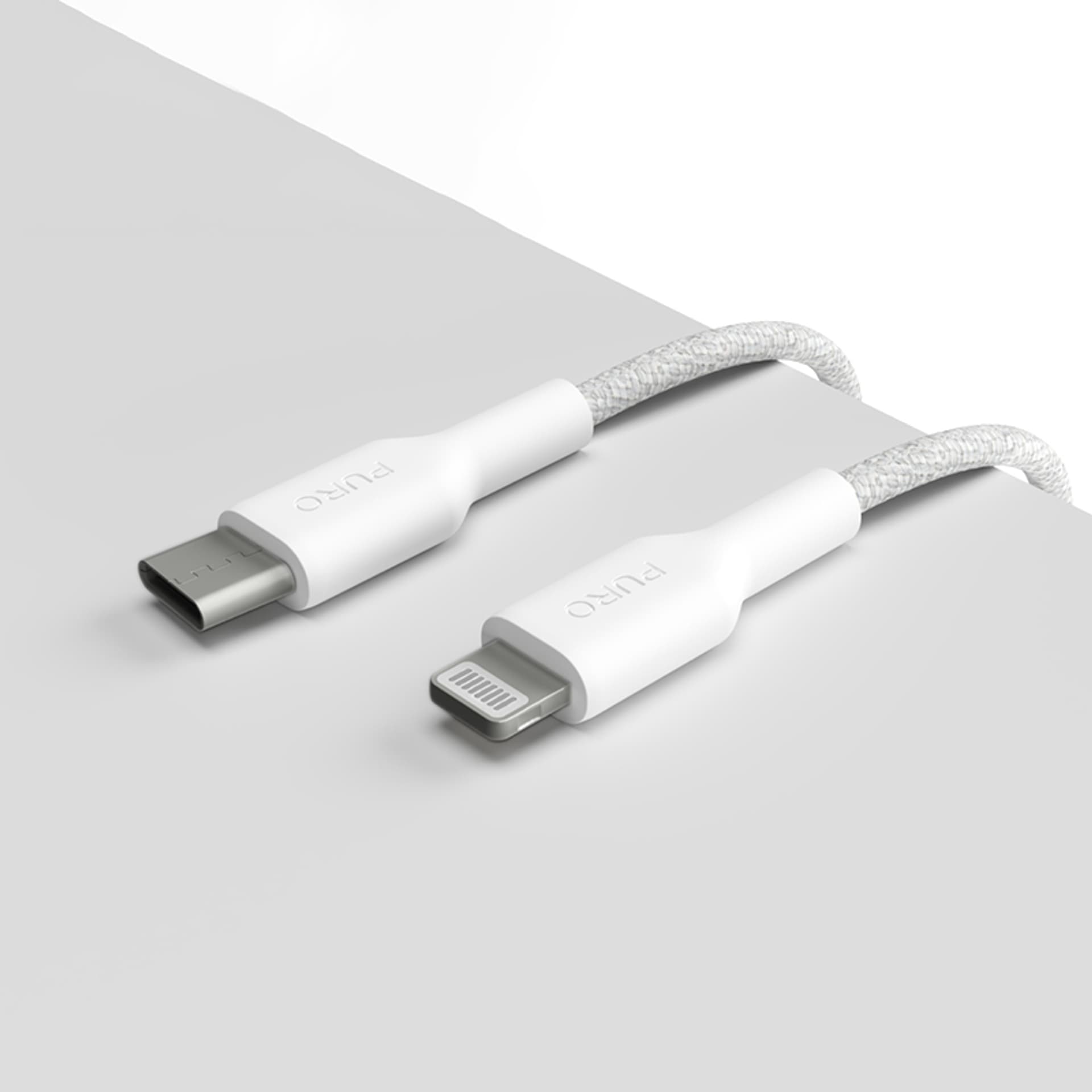 

PURO Fabric - Kabel w oplocie USB-C / Lightning certyfikat MFi 1,2m (biały)