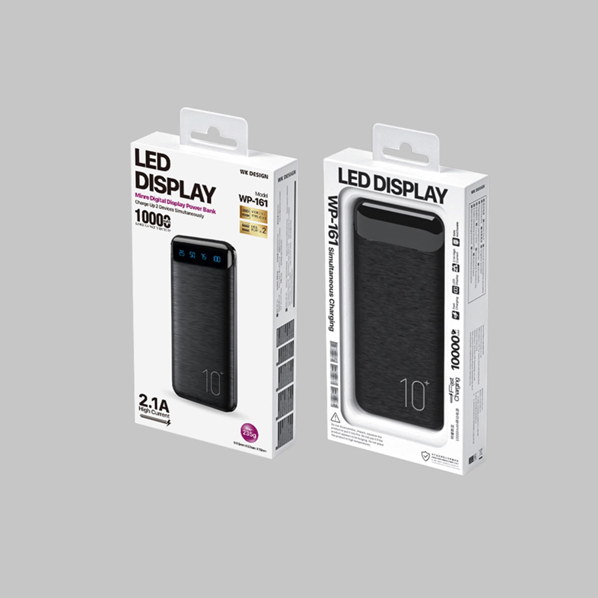 

WEKOME WP-161 - Power bank 10000 mAh Super Charging 2xUSB-A LED (Czarny)