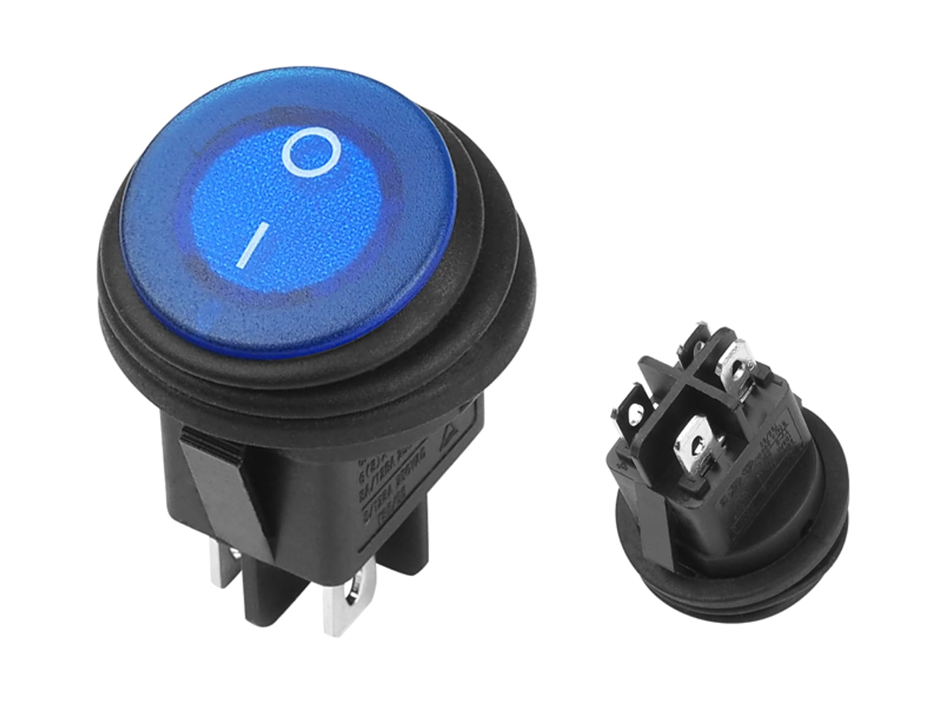 

5 szt. Przełącznik okrągły wodoodporny IP65 0-1 niebieski podświetlany LED 6A 250V