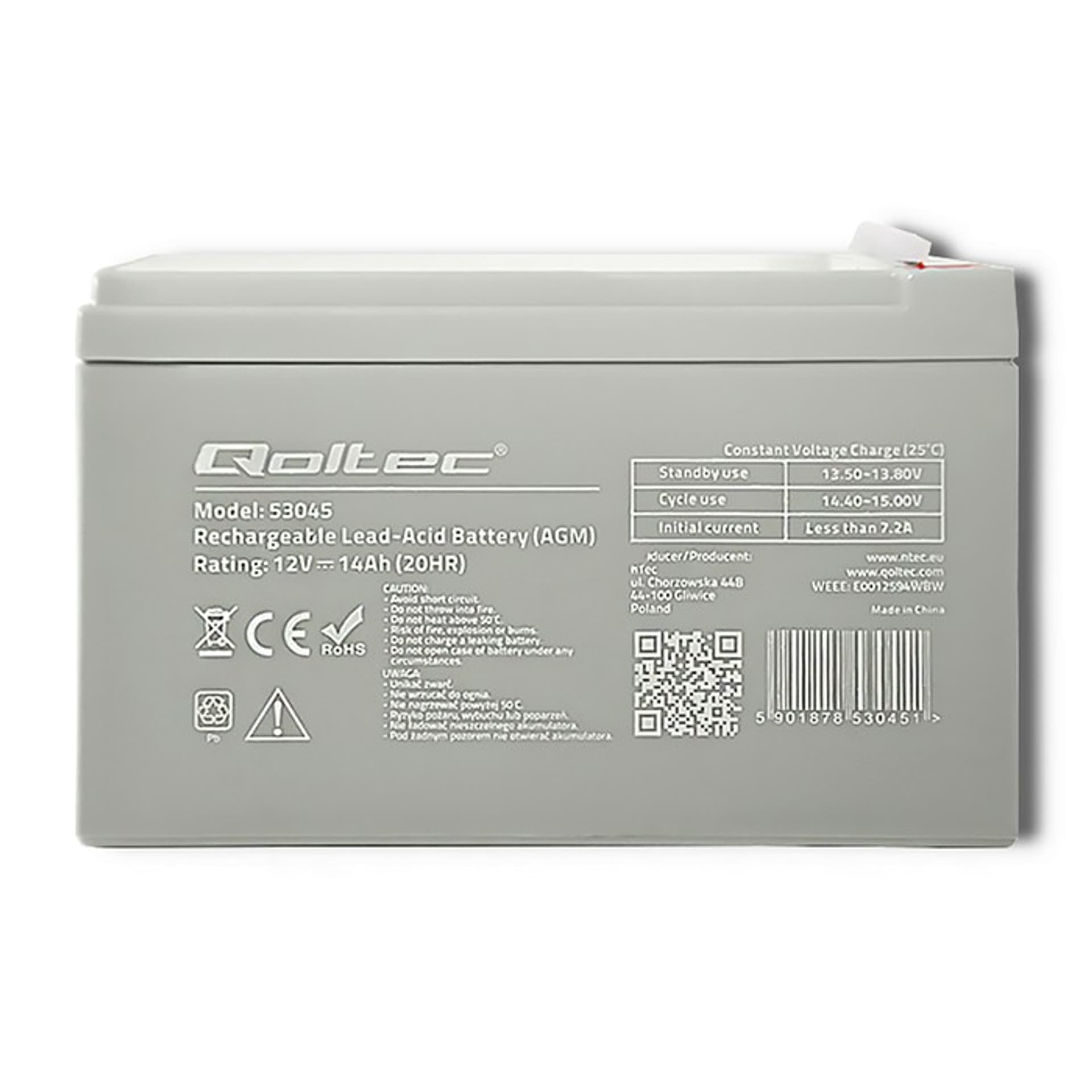 

Qoltec Akumulator AGM 12V 14Ah |max. 210A