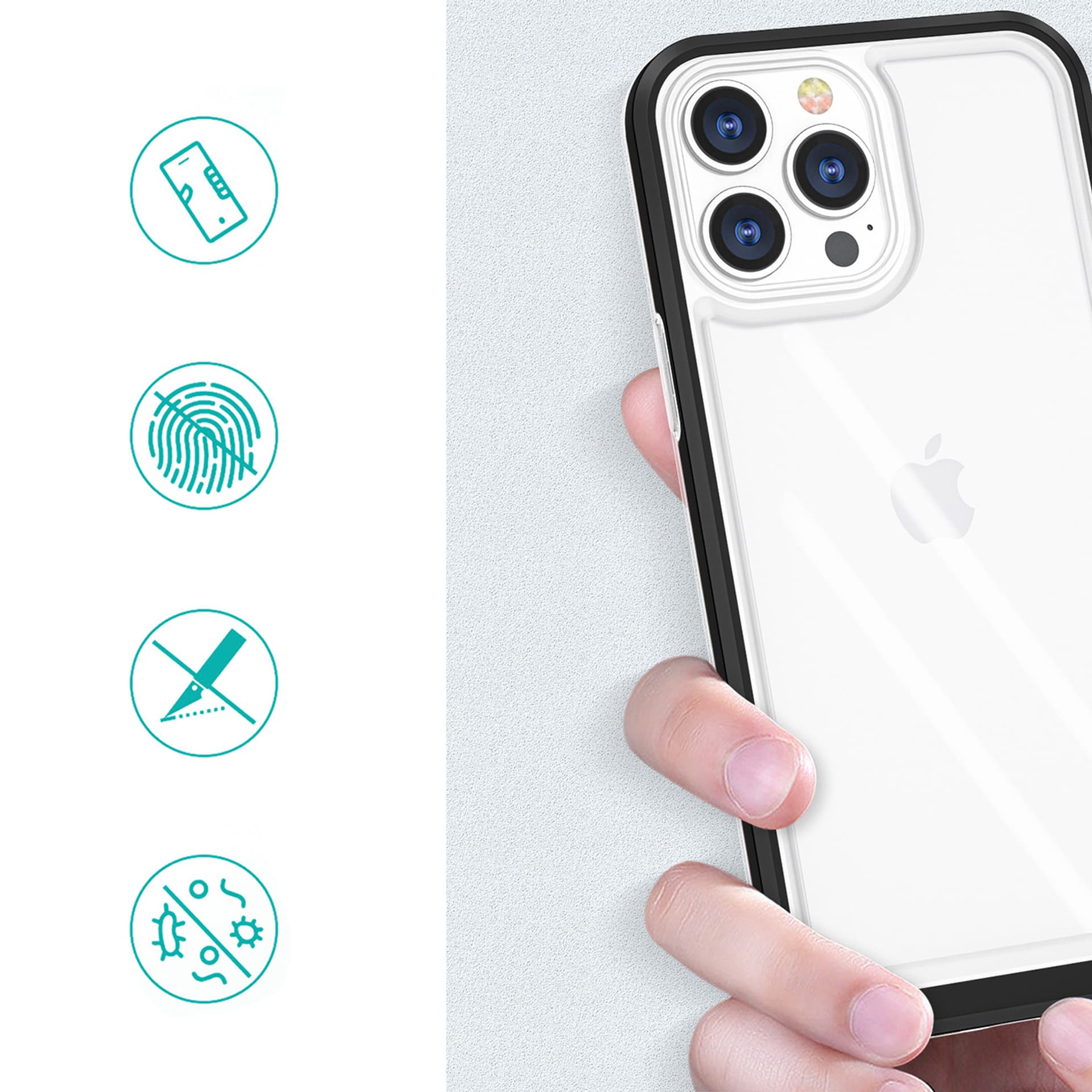

Clear 3in1 etui iPhone 14 Pro silikonowy pokrowiec z ramką czarne
