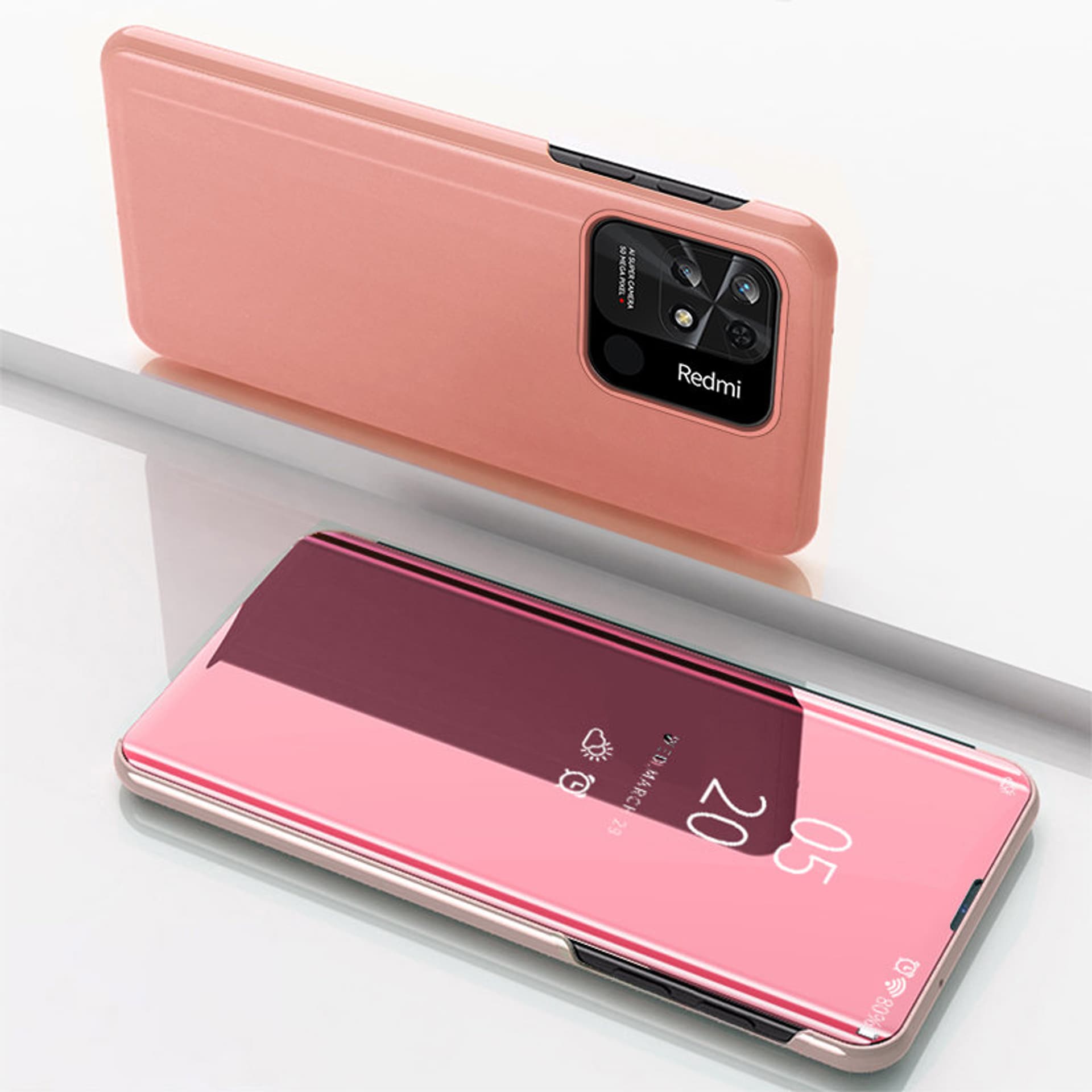 

Clear View Case etui Xiaomi Redmi 10C pokrowiec z klapką różowe