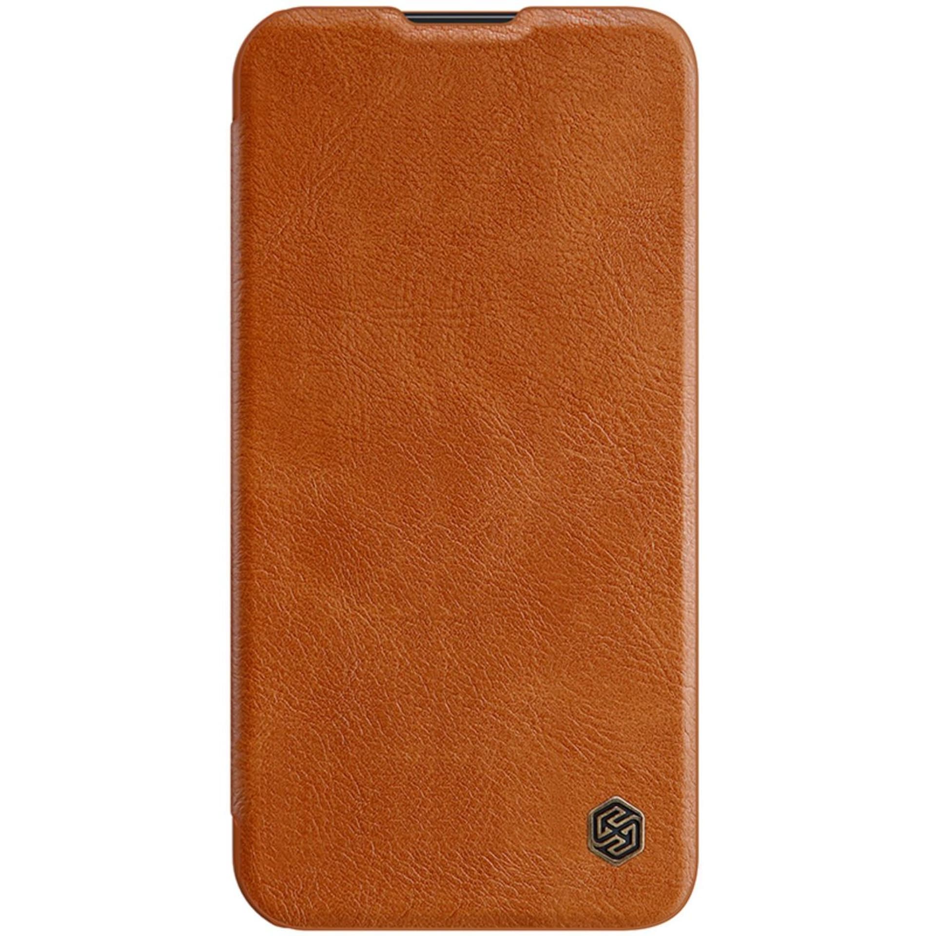 

Nillkin Qin Leather Pro Case etui iPhone 14 osłona na aparat kabura pokrowiec obudowa z klapką brązowy