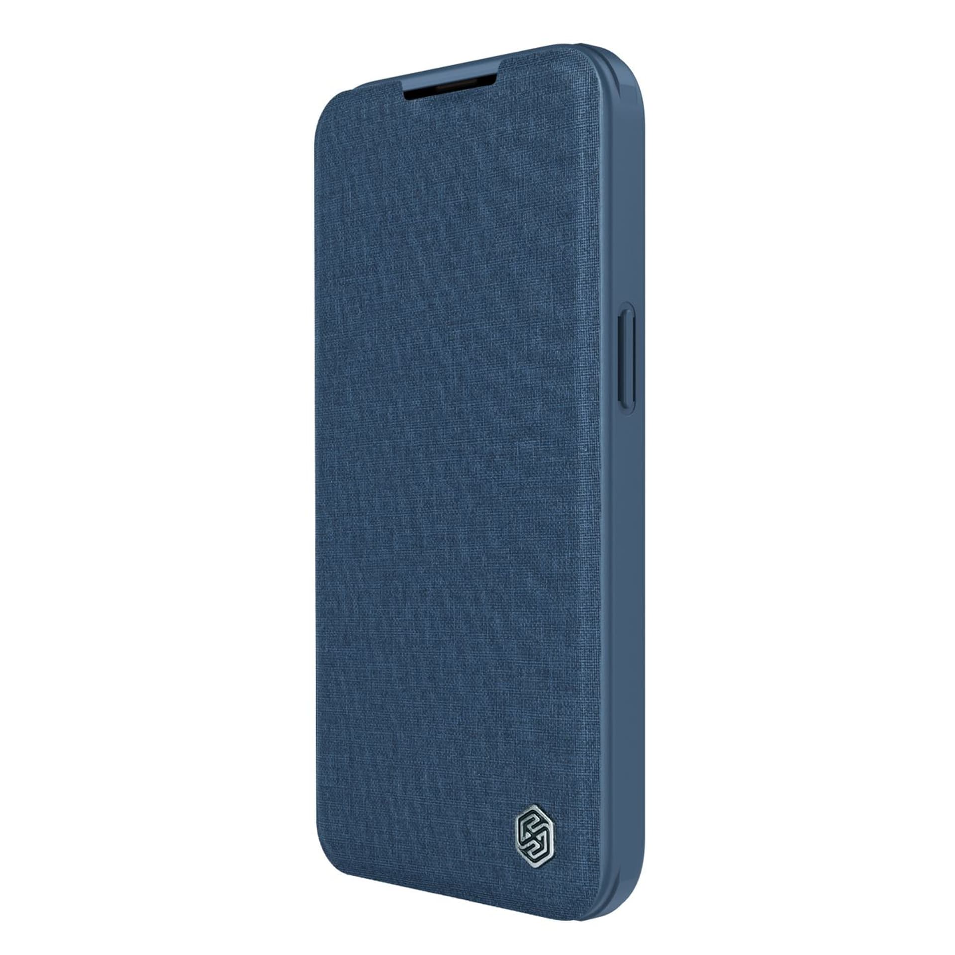 

Nillkin Qin Cloth Pro Case etui do iPhone 14 Pro osłona na aparat kabura pokrowiec obudowa z klapką niebieski