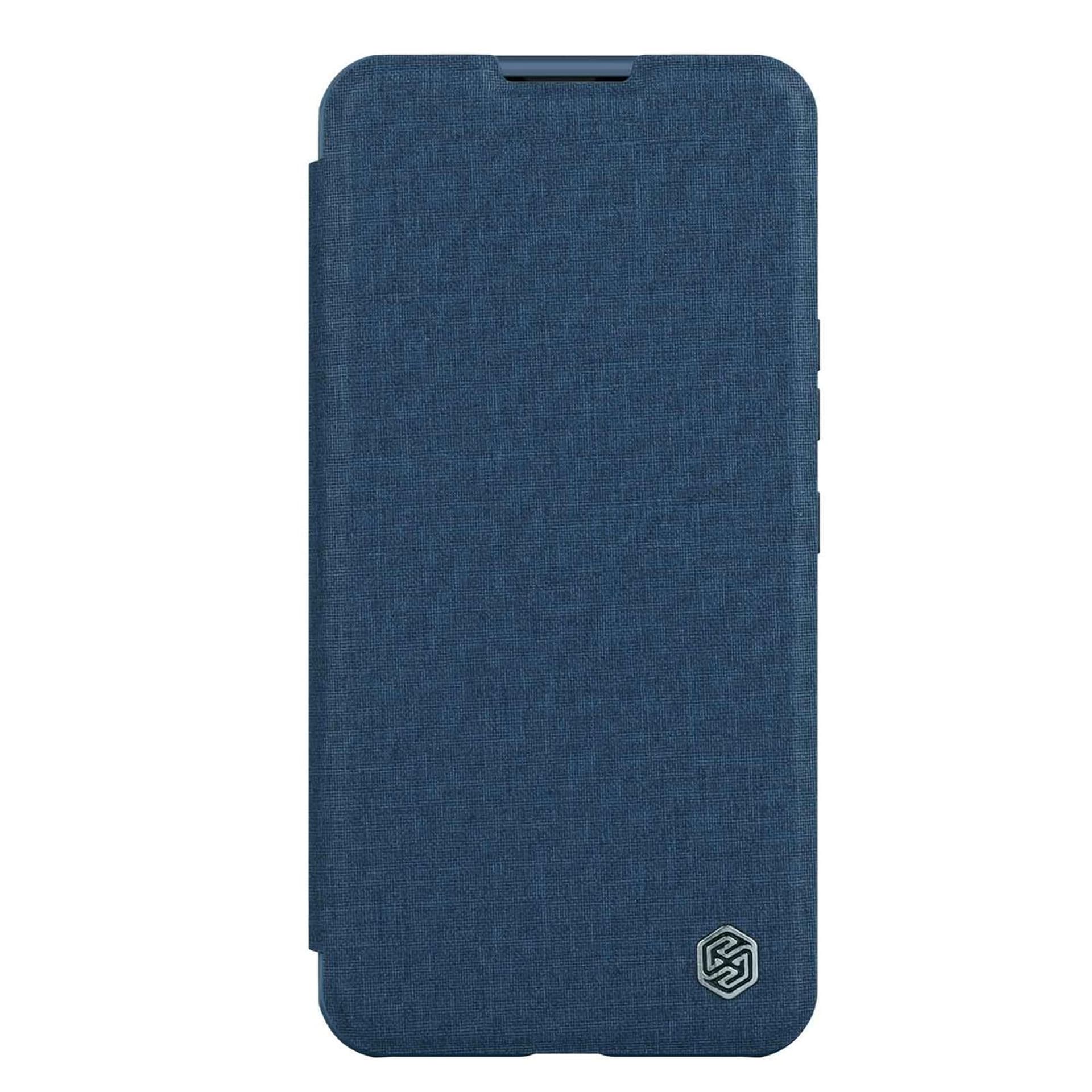 

Nillkin Qin Cloth Pro Case etui do iPhone 14 Pro Max osłona na aparat kabura pokrowiec obudowa z klapką niebieski