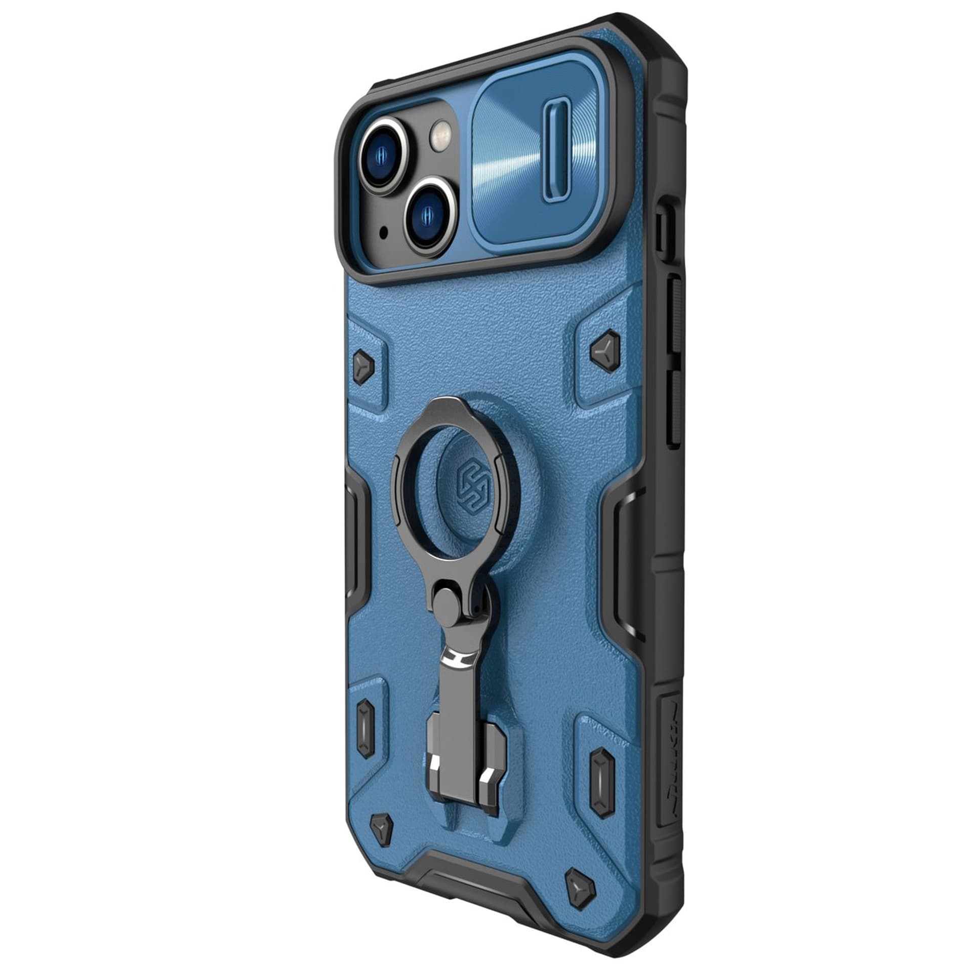 

Nillkin CamShield Armor Pro Case etui iPhone 14 pancerny pokrowiec z osłoną na aparat ring podstawka niebieskie