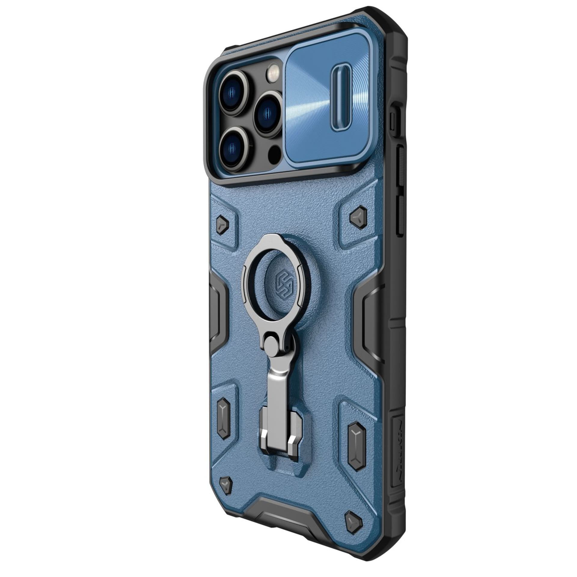 

Nillkin CamShield Armor Pro Case etui iPhone 14 Pro Max pancerny pokrowiec z osłoną na aparat ring podstawka niebieskie