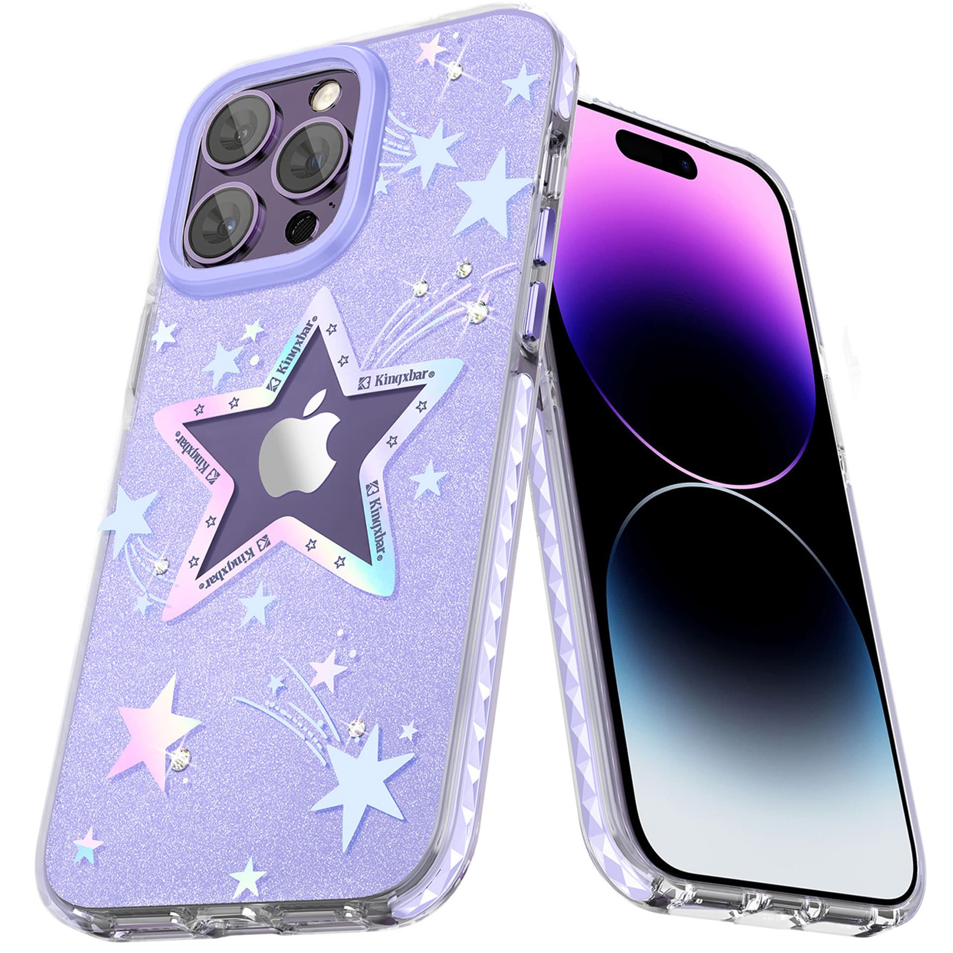 

Kingxbar Heart Star Series etui iPhone 14 etui w gwiazdki purple star
