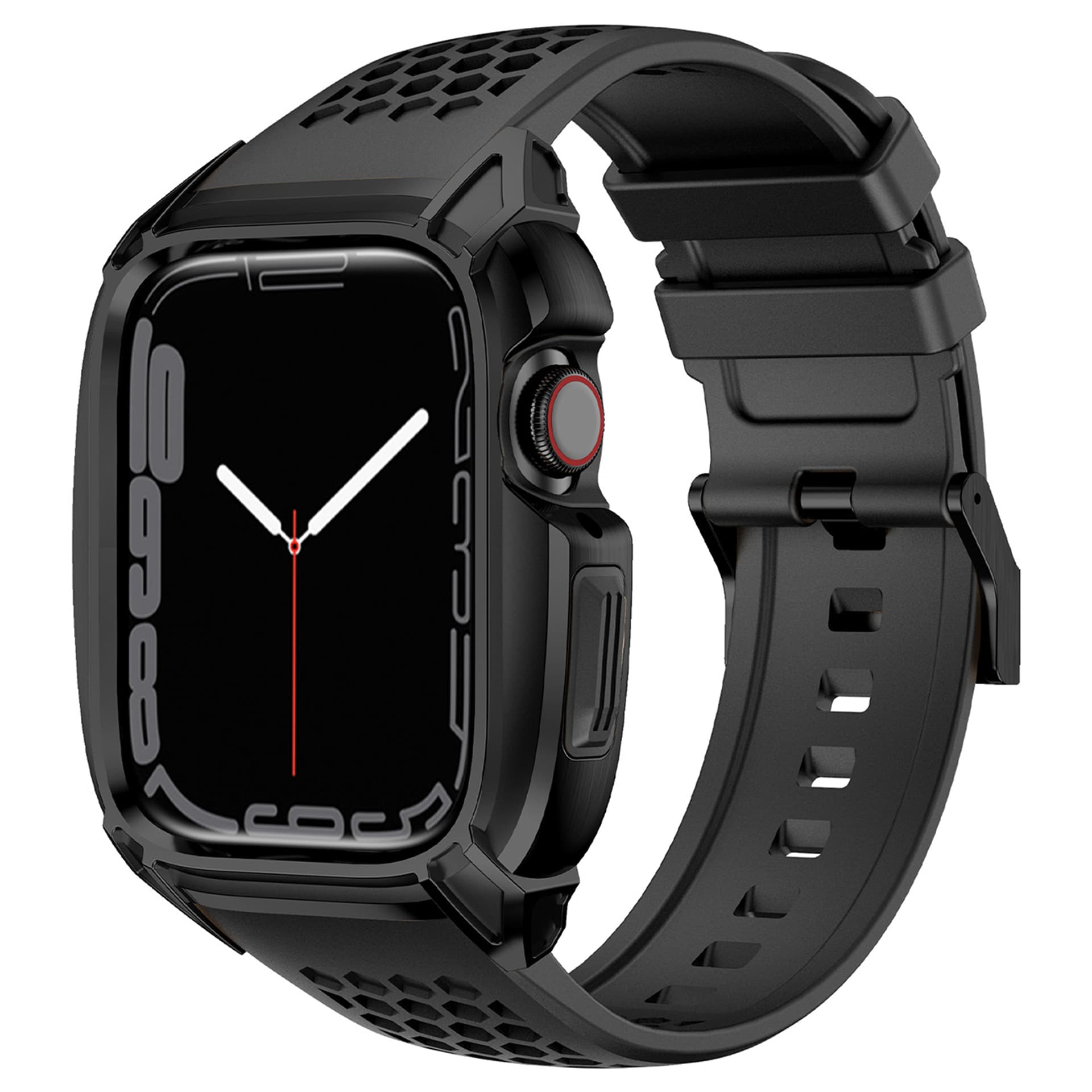 

Kingxbar CYF148 2w1 pasek Apple Watch Ultra, SE, 8, 7, 6, 5, 4, 3, 2, 1 (49, 45, 44, 42 mm) z wbudowanym pancernym etui ze stali nierdzewnej czarny, 49/45/44/42 mm) z wbudowanym pancernym etui ze stali nierdzewnej czarn