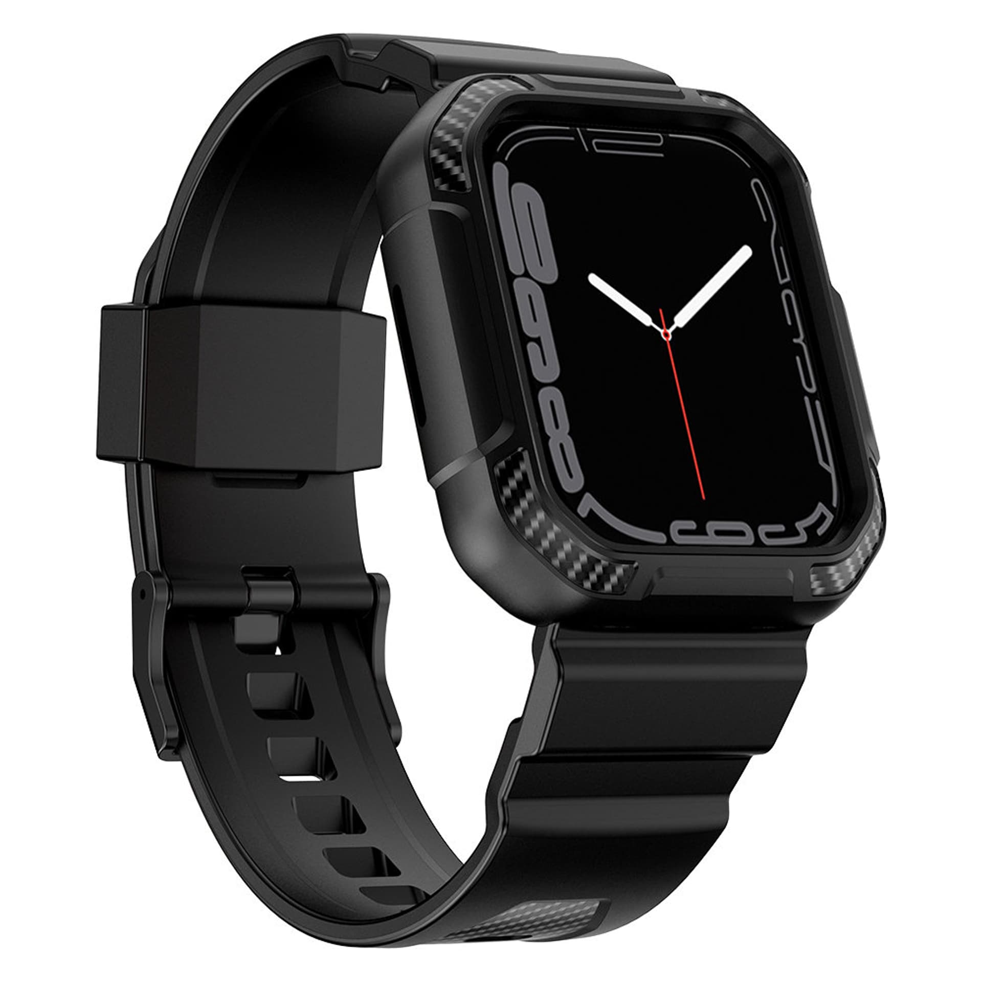 

Kingxbar CYF106 2w1 pasek Apple Watch SE, 8, 7, 6, 5, 4, 3, 2, 1 (41, 40, 38 mm) z wbudowanym etui czarny, 41/40/38 mm) z wbudowanym etui czarn