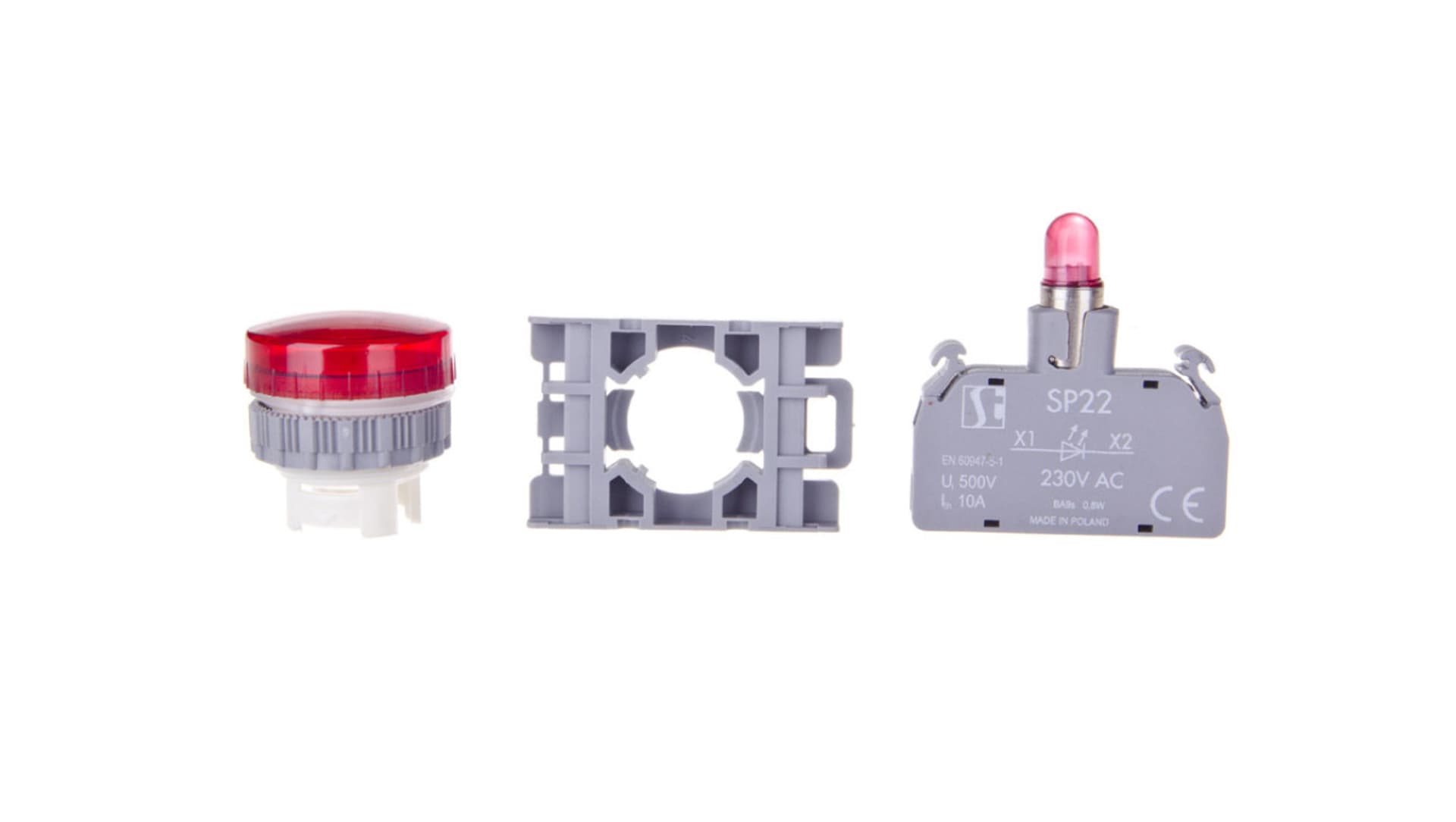 

Lampka sygnalizacyjna 22mm czerwona 230V AC SP22-LC-230-LEDAC