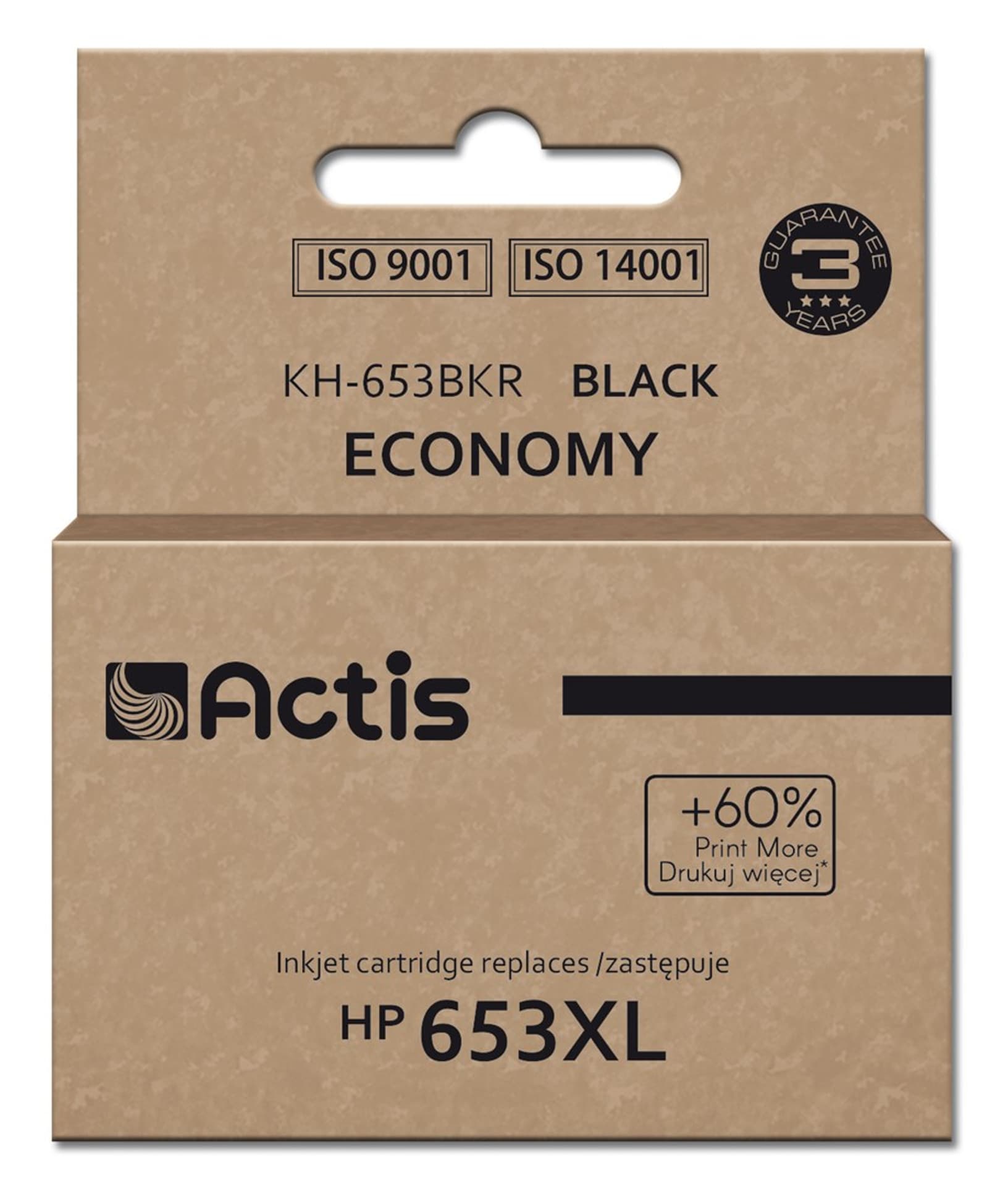 

Tusz Actis KH-653BKR (zamiennik HP 653XL 3YM75AE; Premium; 20ml; 575 stron; czarny)