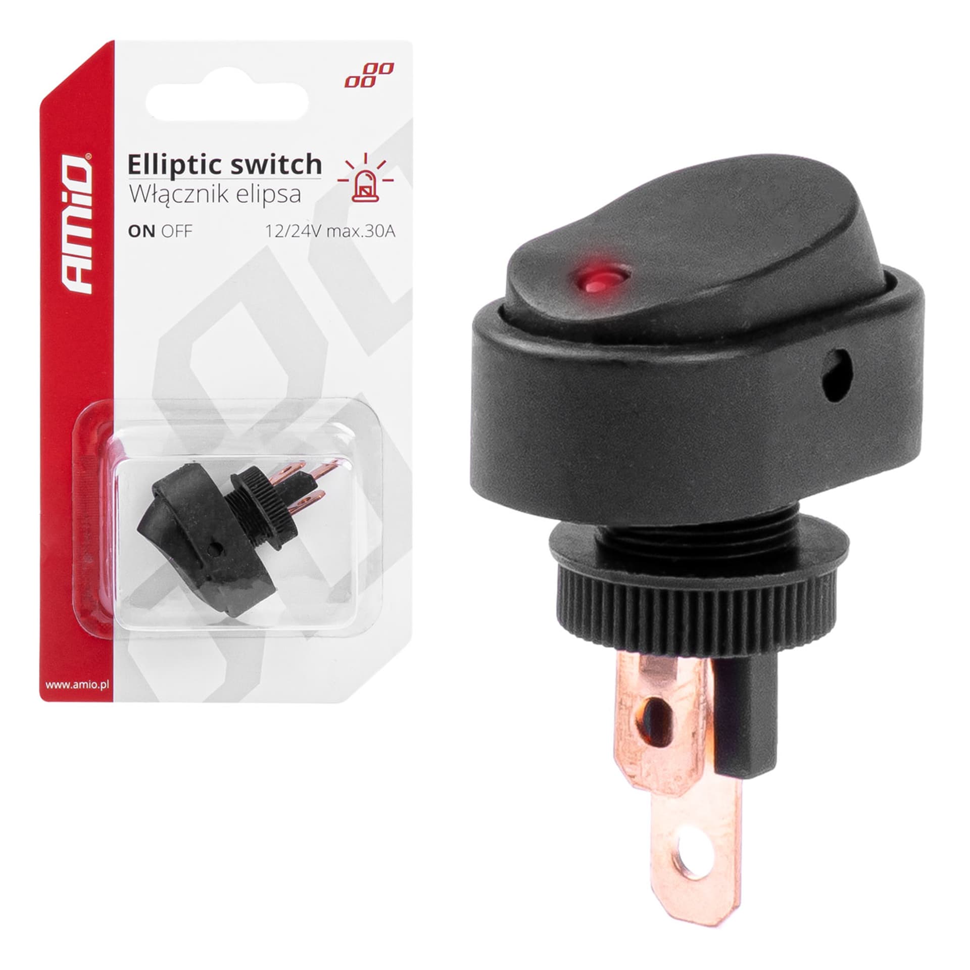 

Włącznik przełącznik elipsa z podświetleniem 12v 24v amio-03089